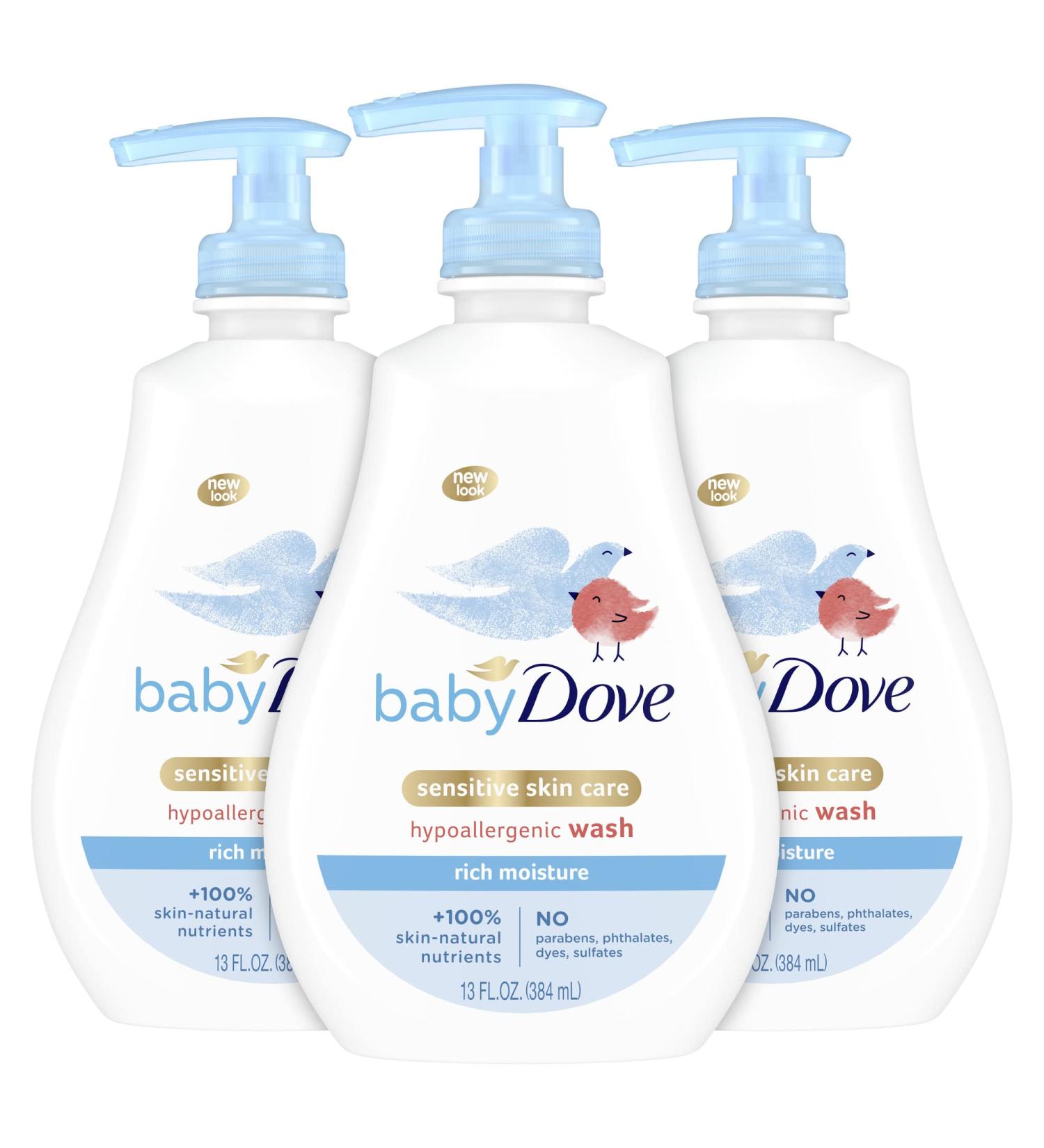 Baby Dove Rich Moisture Baby Wash & Shampoo - Tear-Free, Hypoallergenic, 13 Fl Oz (Pack of 3) - Buy Online on GoSupps.com