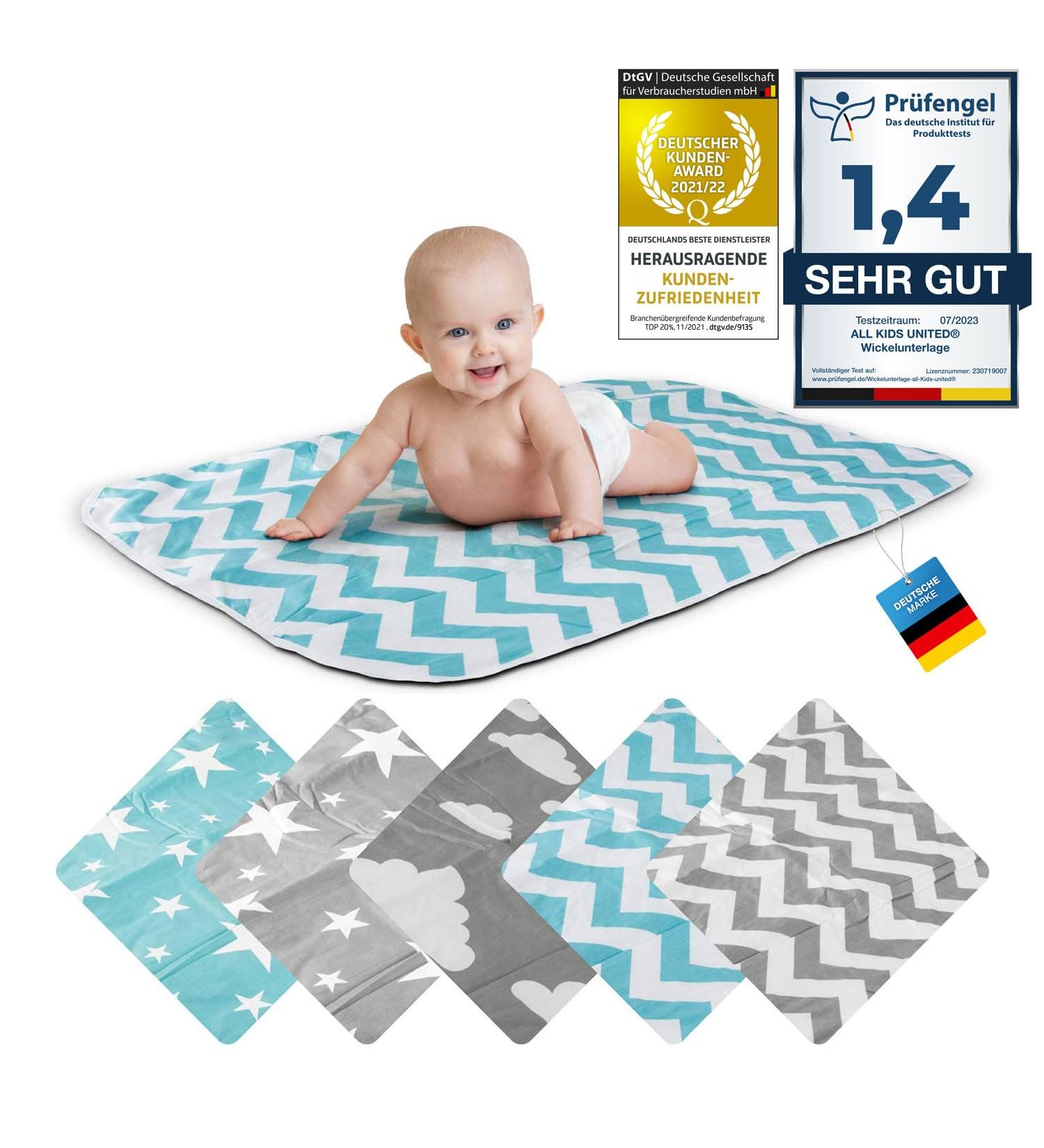 Breathable Washable Baby Diaper Wrap Pad - Zigzag Blue 50x70 cm | Reusable Infant & Toddler Ceiling Pad - Buy Online on GoSupps.com