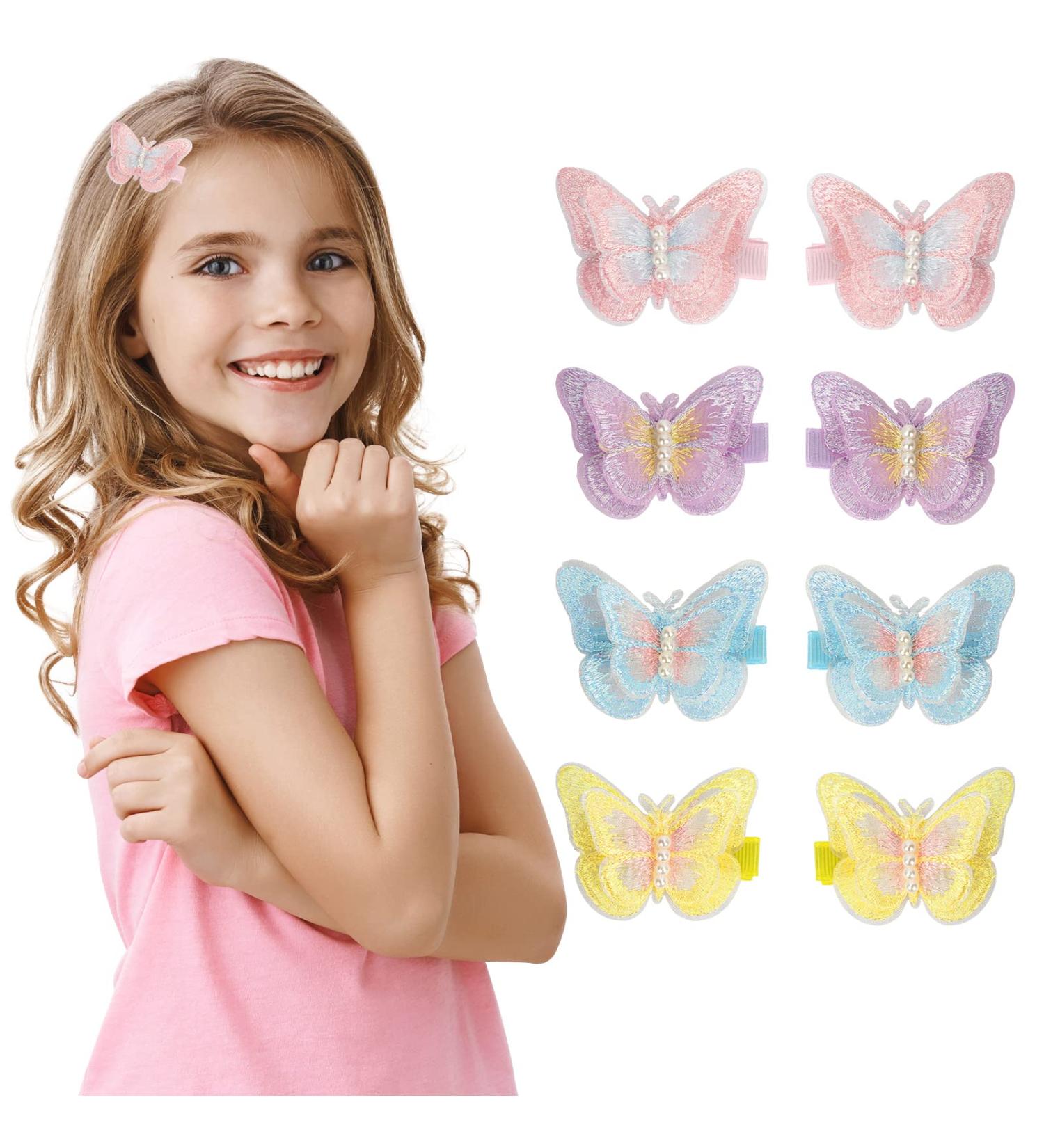 Arqumi Butterfly Hair Clips - Set of 8 Colorful Clips with Pearls for Girls, Teens & Women - Buy Online on GoSupps.com