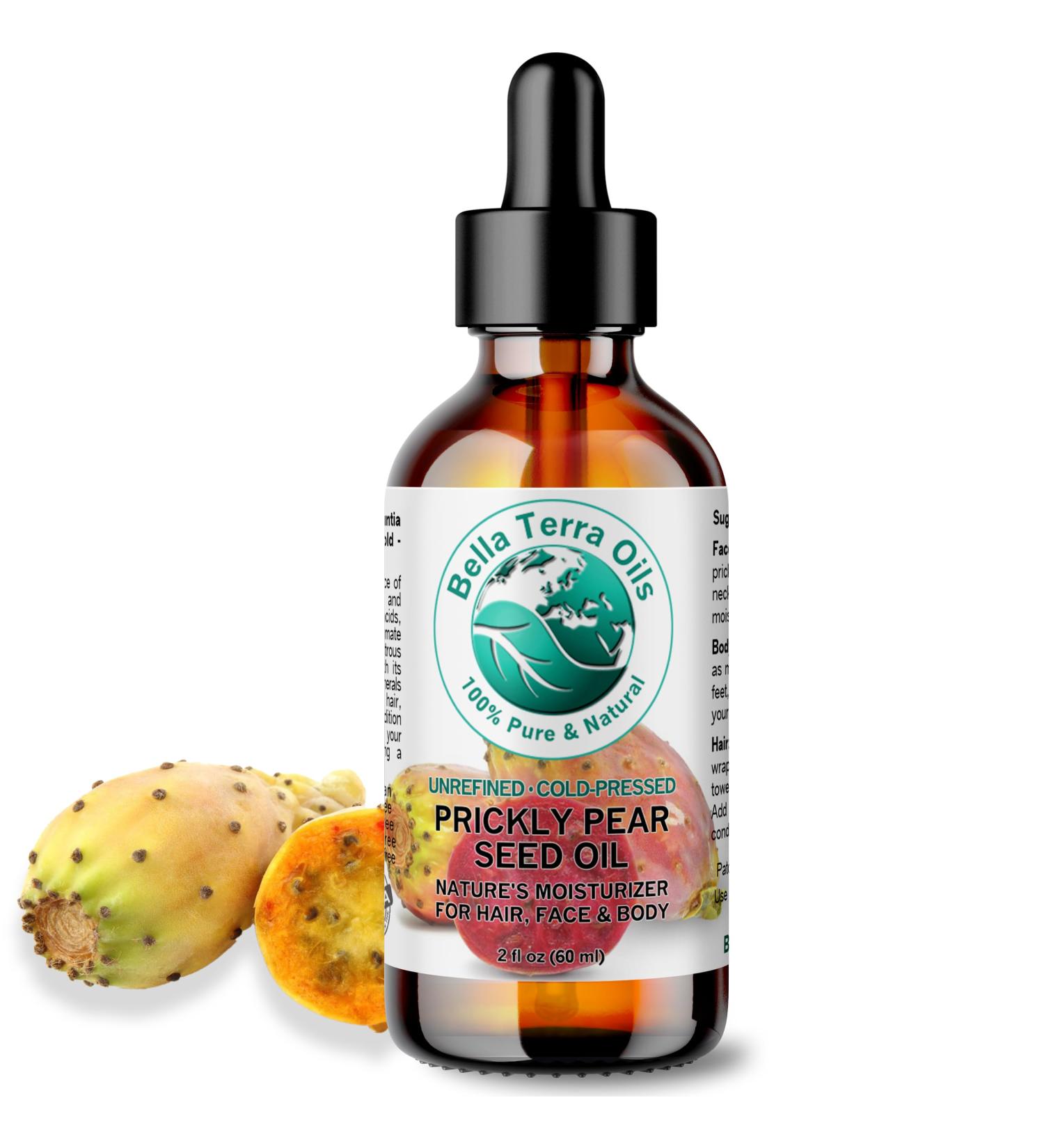Bella Terra Prickly Pear Seed Oil 2 oz - Cold-Pressed Vitamin E Rich Luxurious Face Oil 100% Pure & Natural - Buy Online on GoSupps.com
