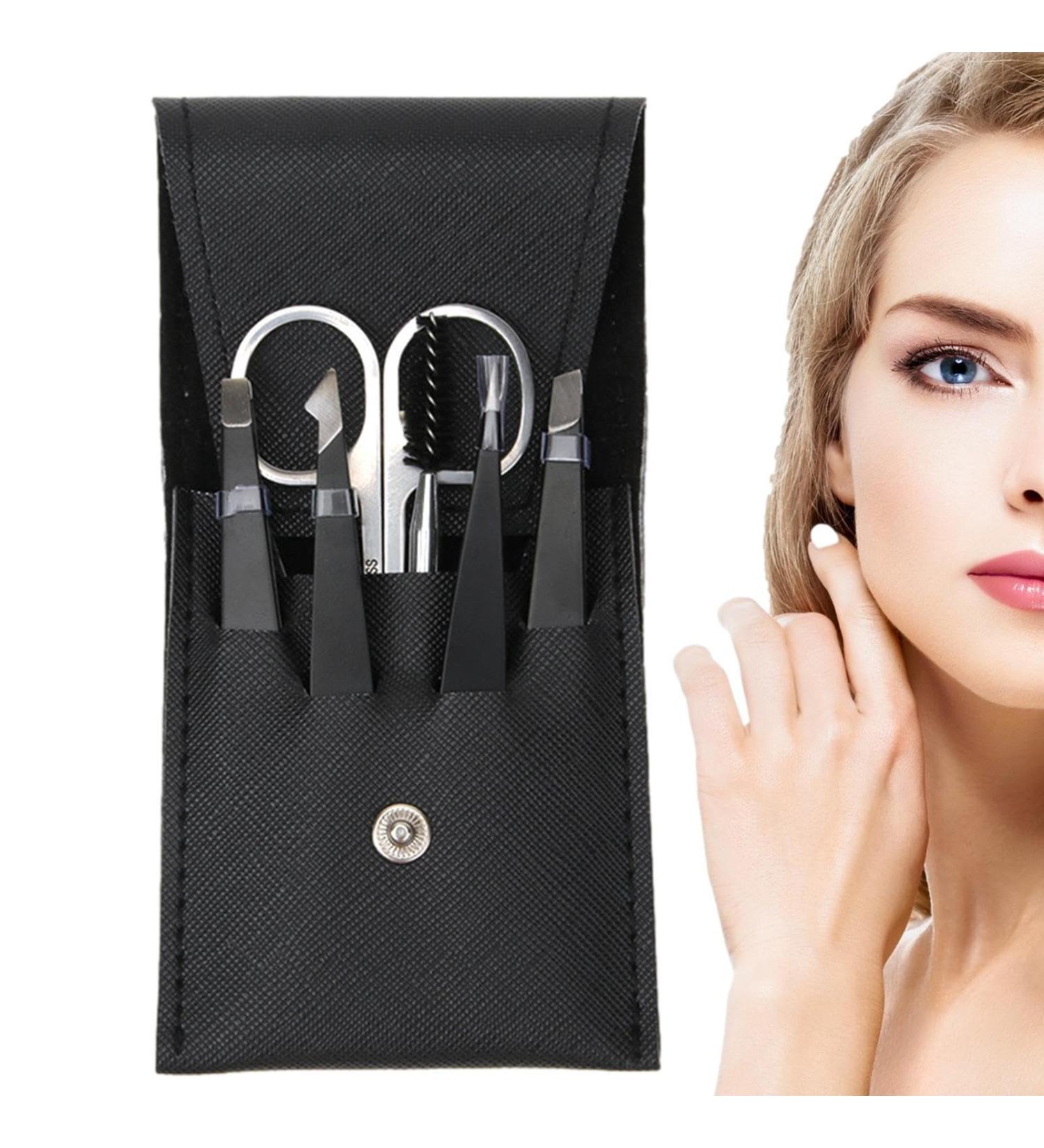Eyebrow Kit for Women Grooming - with Bag Brow Scissors Professional Eyebrow Grooming Kit 6 | Eyebrow Scissors for Women Eyebrow Grooming Kit for Ingrown Hair Hair Plucking Daily Black Eyebrow 6-piece Set - Buy Online on GoSupps.com