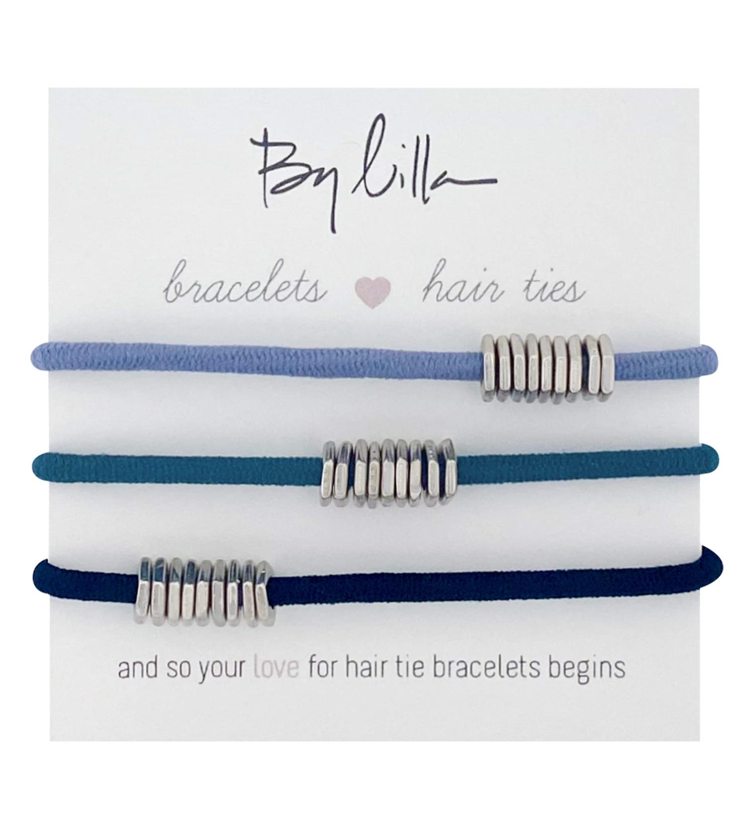 By Lilla Mini Hex Ponytails Hair Ties and Bracelets - Set of 3 - Silver - Dusk Blue/Mn Blue/Navy - Buy Online on GoSupps.com