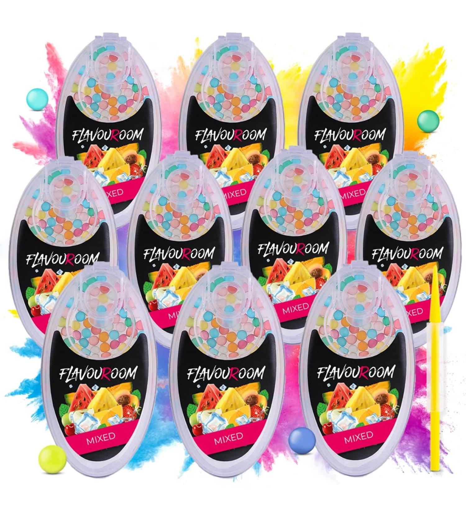 Flavoroom Premium Mix Capsules Set - 10 Gourmet Flavors 1000 Aroma Balls & Storage Box | Unforgettable Taste Experience - Buy Online on GoSupps.com