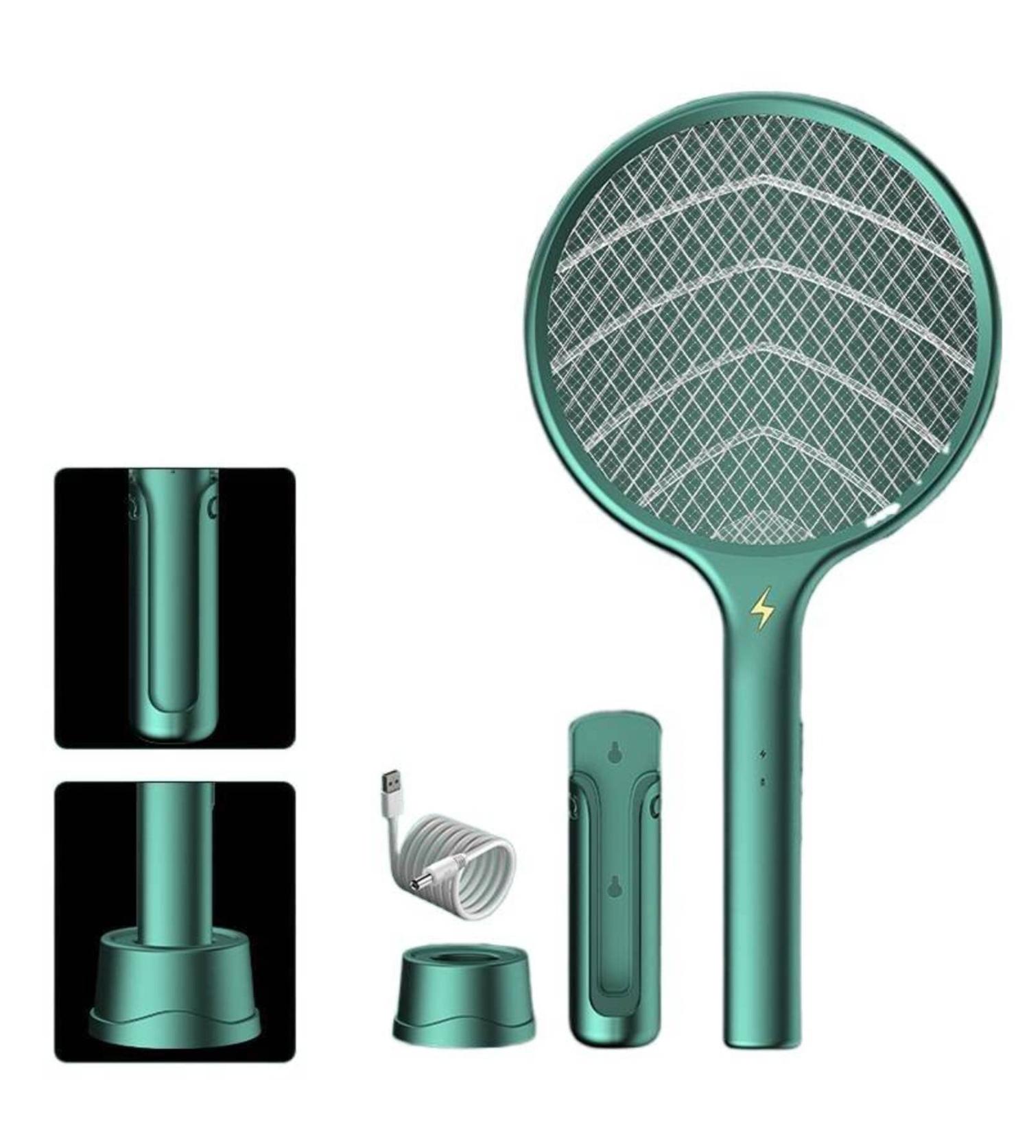 Mosquito Repellent Outdoor Electric Mosquito swatter Electric Shock Mosquito Killer Dual-use USB Rechargeable Home and Outdoor can be Used Green Base+wall Mount+plug - Buy Online on GoSupps.com