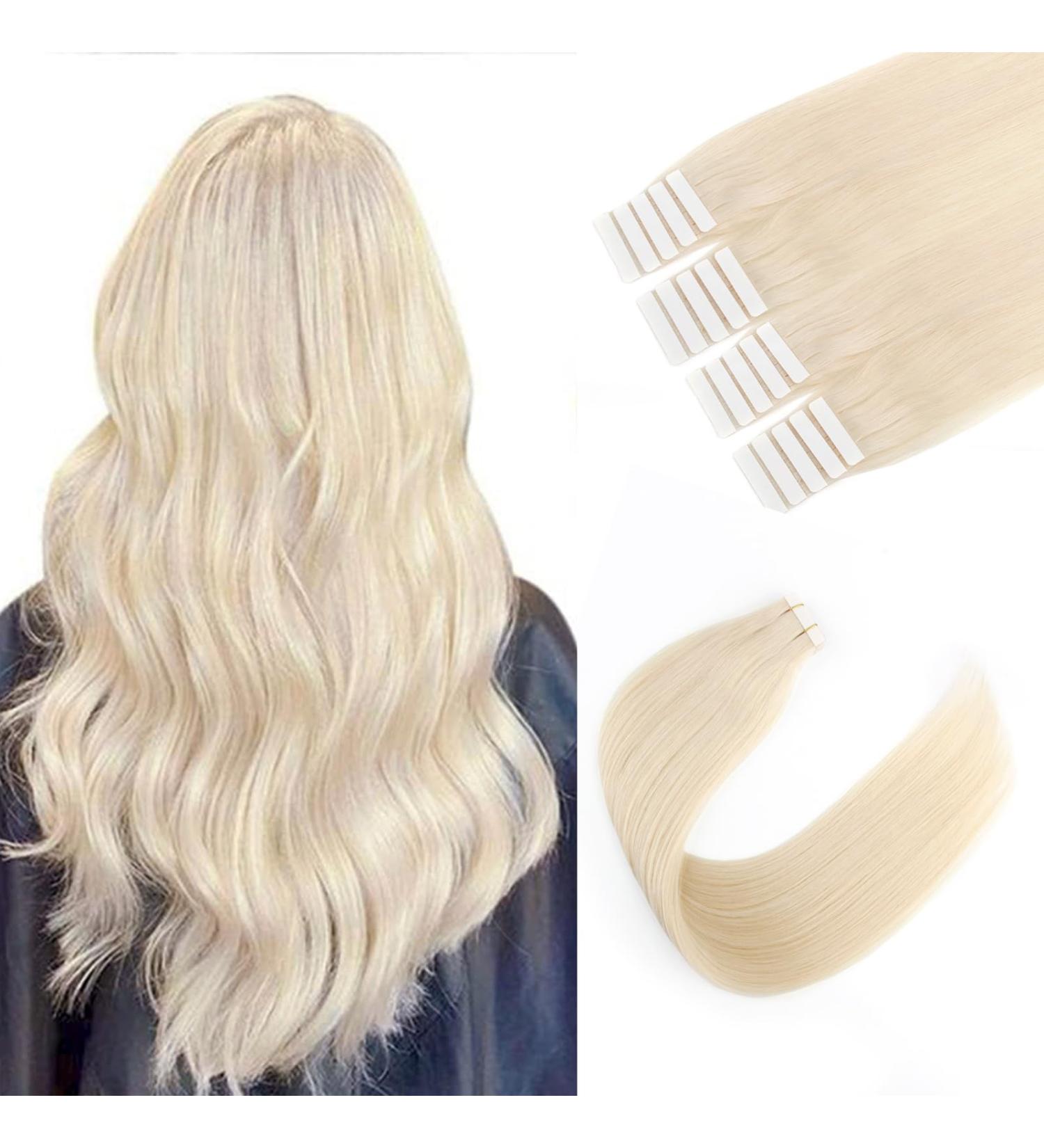 Six Star Hair Tape Extensions - Real Remy Hair #60 Blonde 20 Pieces 50g 12 Inch Adhesive Extensions - Buy Online on GoSupps.com