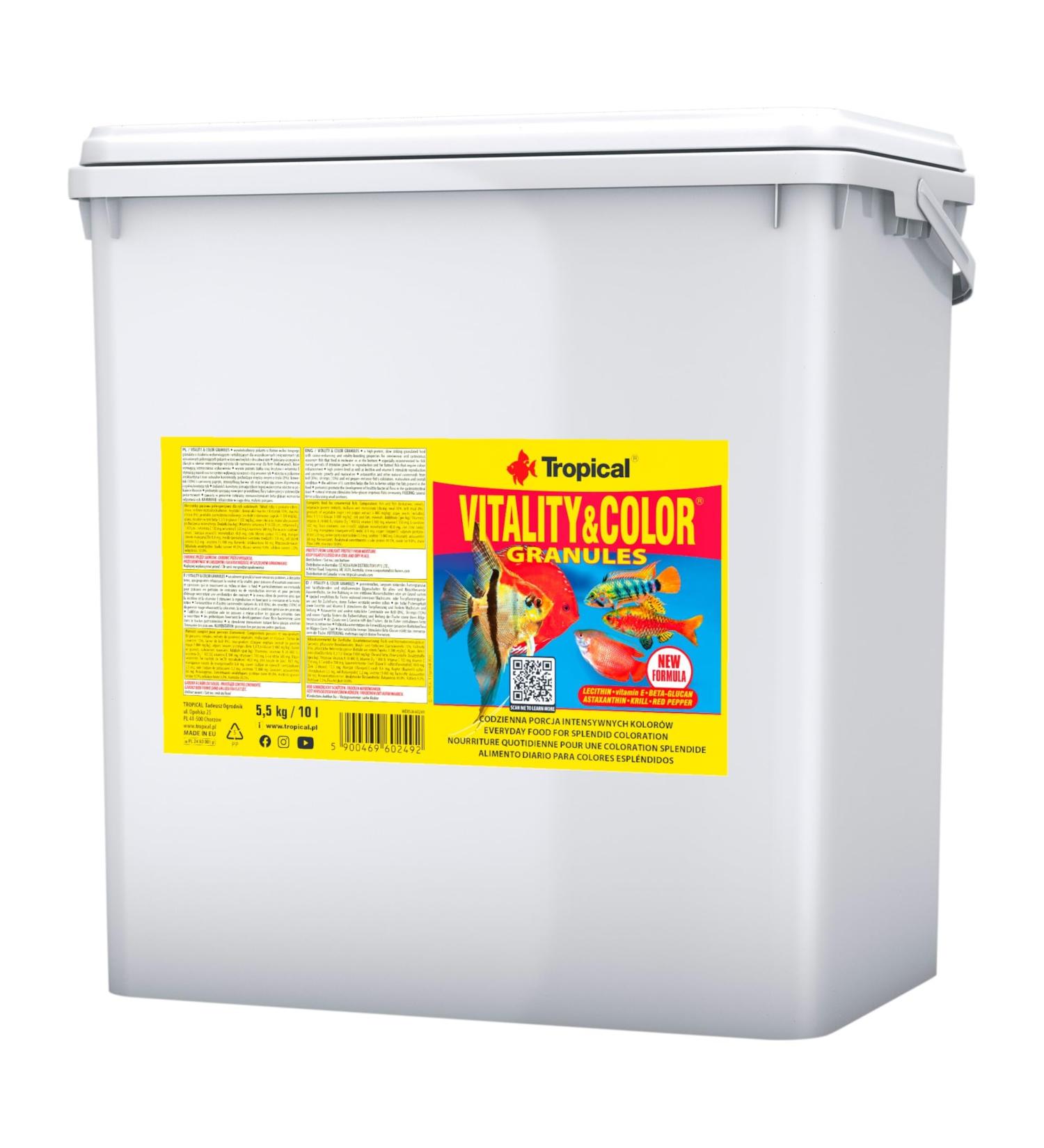 Vitality&Color GRANULES 10L / 5.5kg - Color enhancing and revitalizing granulated food for fish for daily use