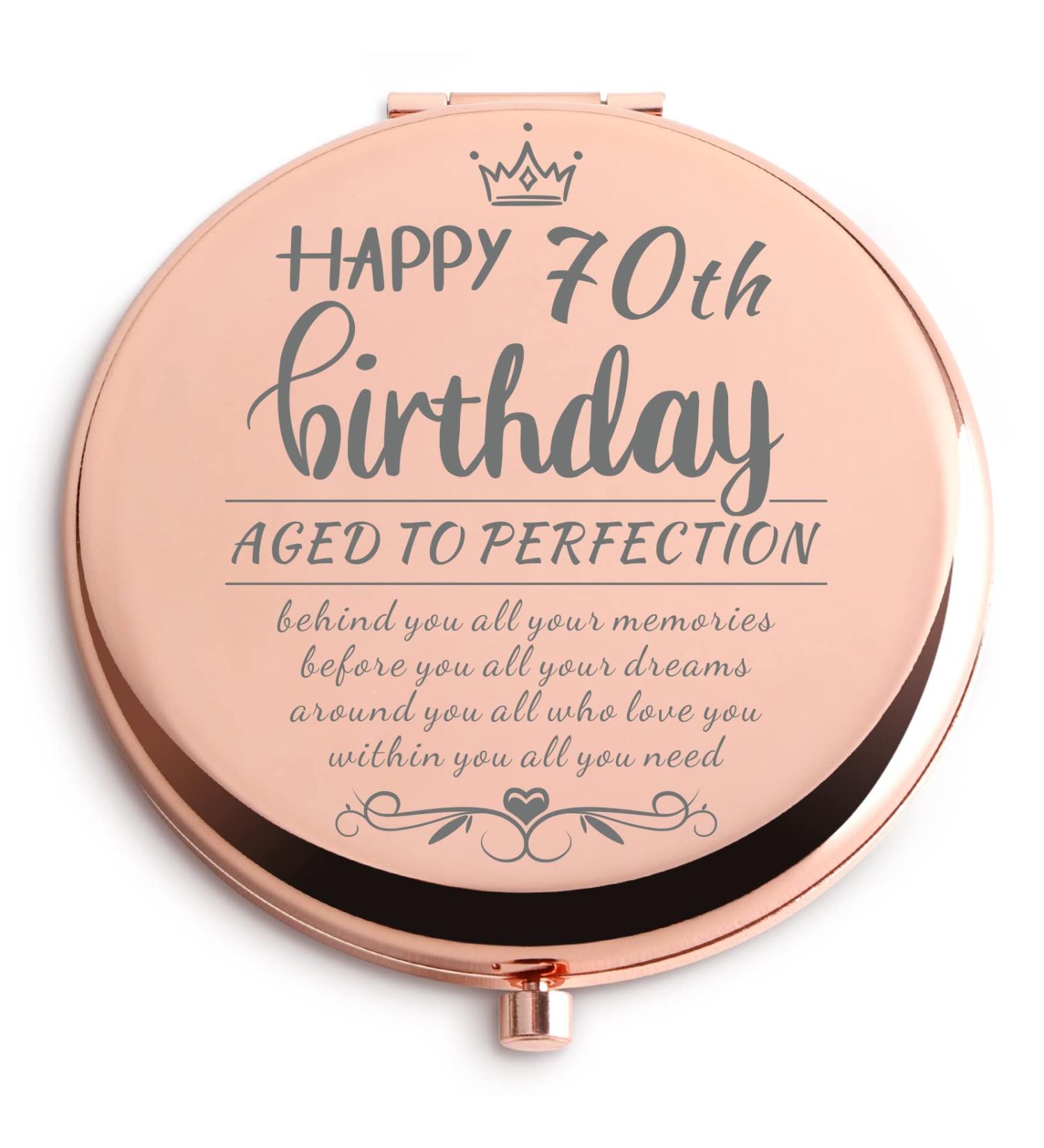 Dyukonirty 70th Birthday Rose Gold Compact Mirror - Unique Gift for Women Turning 70 - Buy Online on GoSupps.com