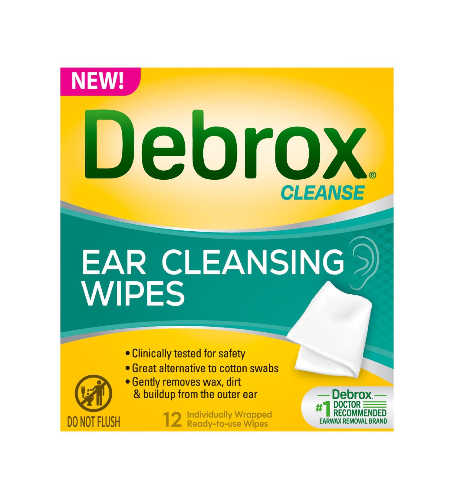 Debrox Ear Cleansing Wipes 12 Individually Wrapped Ear Cleaner Wipes for Daily Use - Buy Online on GoSupps.com