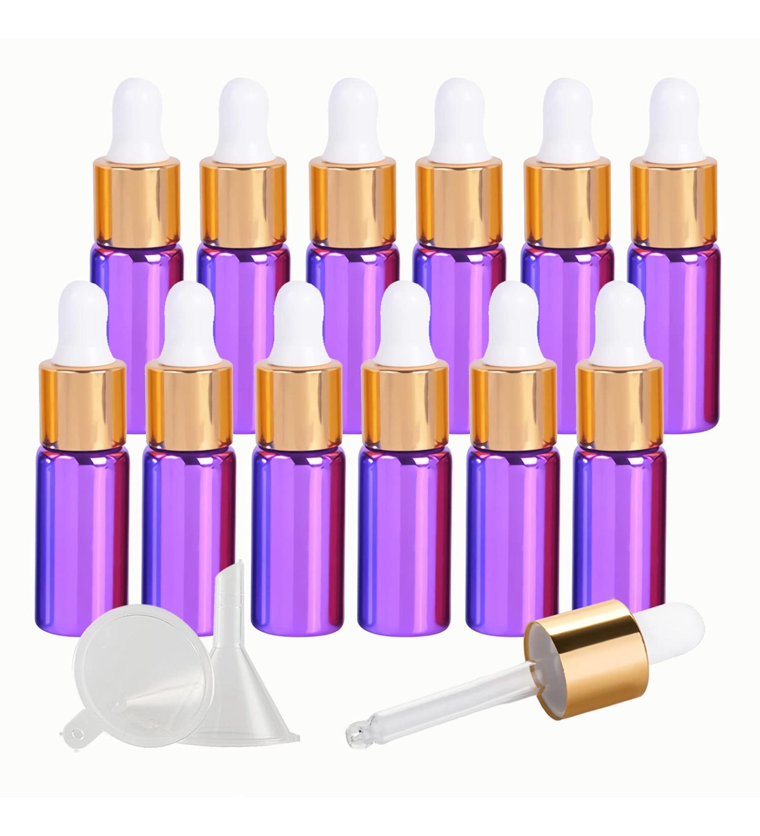 Shop Tianzd 12 Pack Chrome Purple 5ml Drip Bottles with Glass Pipette Ideal for Perfume & Essential Oils - Buy Online on GoSupps.com