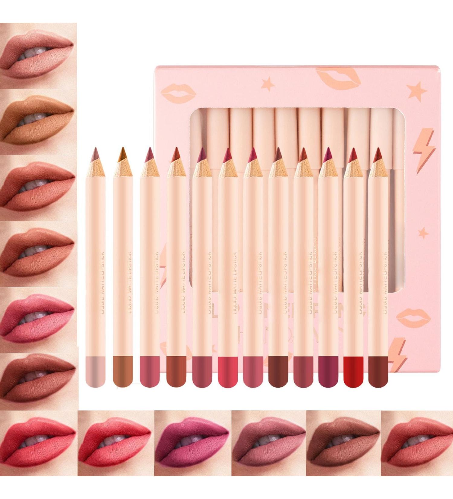 Set of matte lip pencils - 12 multifunctional lip liner sticks makeup kit for girls girlfriends wives grandmothers mothers daughters nurses police officers - Buy Online on GoSupps.com