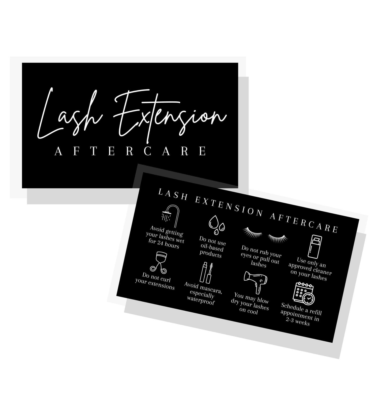 Lash Aftercare Extension Cards 50 Pack | Minimalist White & Black | 2x3.5 | Eyelash False Symbols | 2-3 Week Refill Instructions | Care for Your Extensions - Ideal for Lash Artists - Buy Online on GoSupps.com