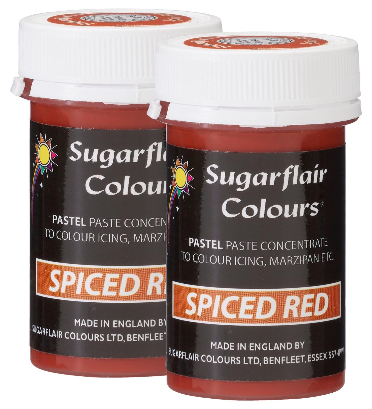 Sugarflair Spice Red Pastel Food Colouring Paste Highly Concentrated for Use with Sugar Pastes Buttercream Royal Icing or Cake Mix Subtle Colour Dye - 25g (Pack of 2)