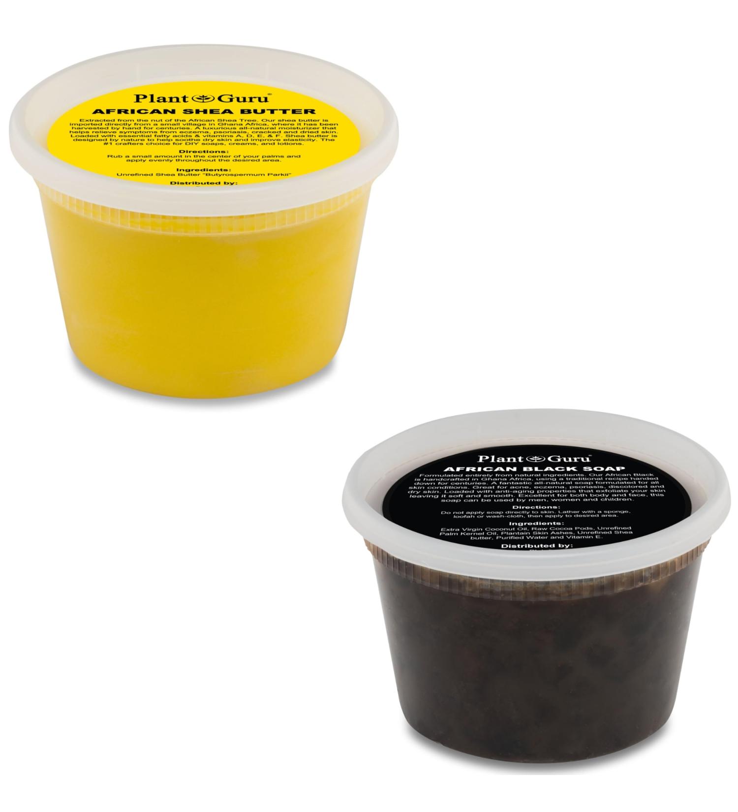 Raw African Shea Butter & Black Soap Combo | 1 lb Unrefined Grade A | 100% Pure Natural from Ghana for Skin Hair Growth & Eczema Relief - Buy Online on GoSupps.com