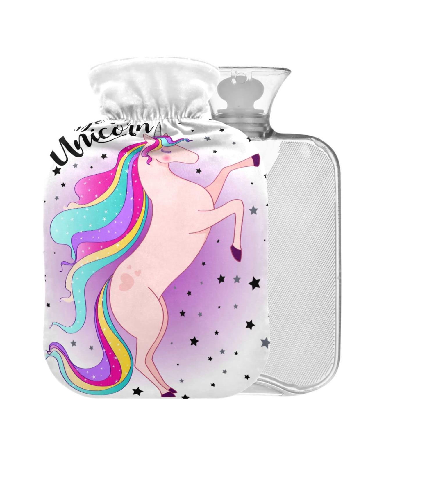 Unicorn Hot Water Bottle with Cover - 1L Pain Relief & Heat-Cold Therapy | BAP-Free - Buy Online on GoSupps.com