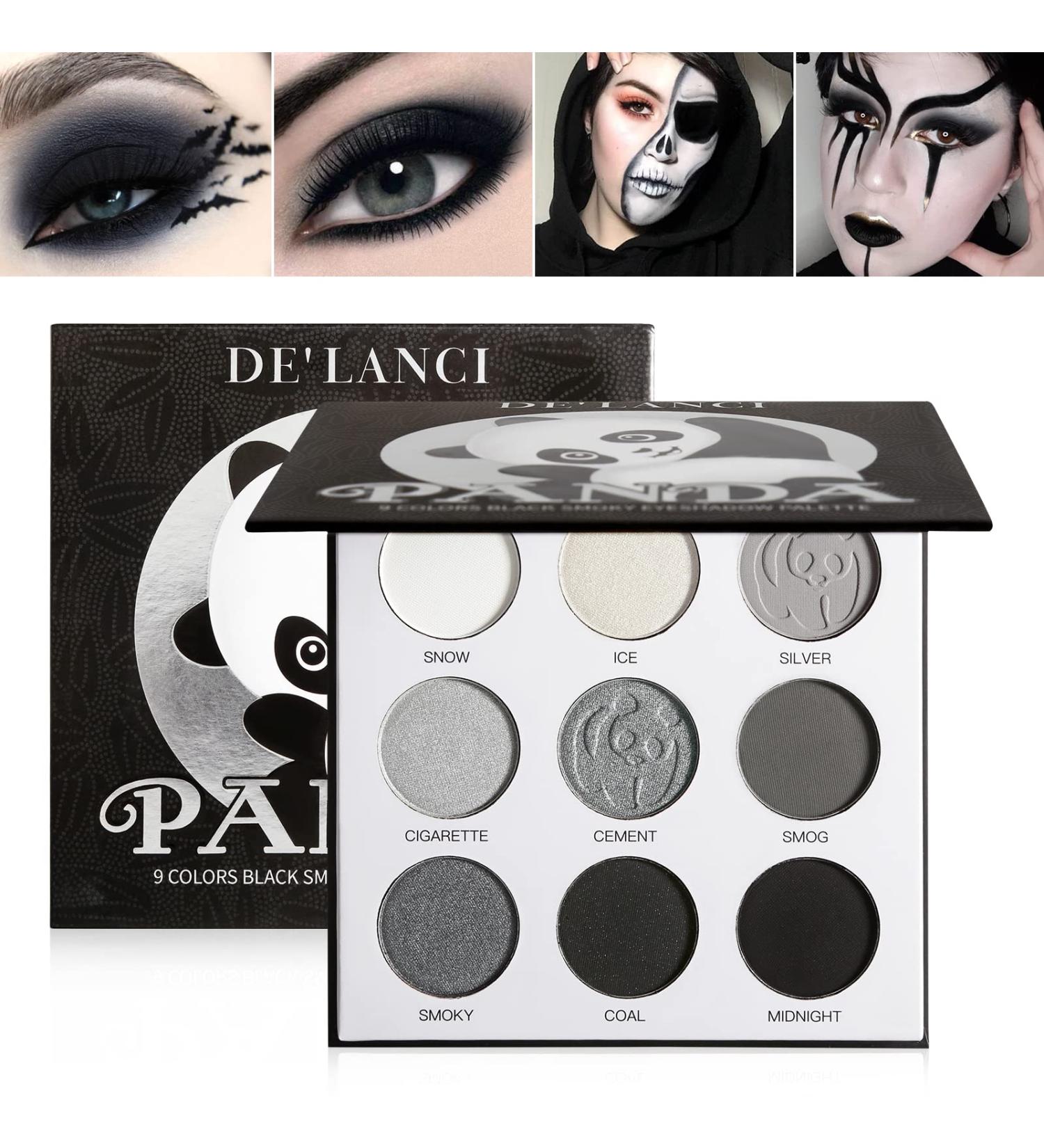 De'lanci Black Smoky Eyeshadow Palette - 9 Colors for Goth Makeup | High Pigment Matte & Shimmer | Perfect for Halloween - Buy Online on GoSupps.com