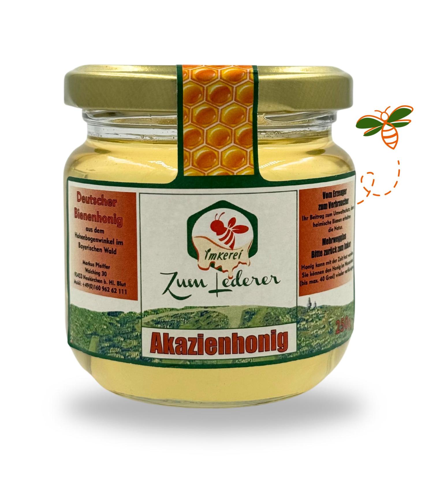 German Acacia Honey - 250g Pure Liquid Honey from Bavarian Forest | All-Natural Sweet Spread by Zum Lederer - Buy Online on GoSupps.com