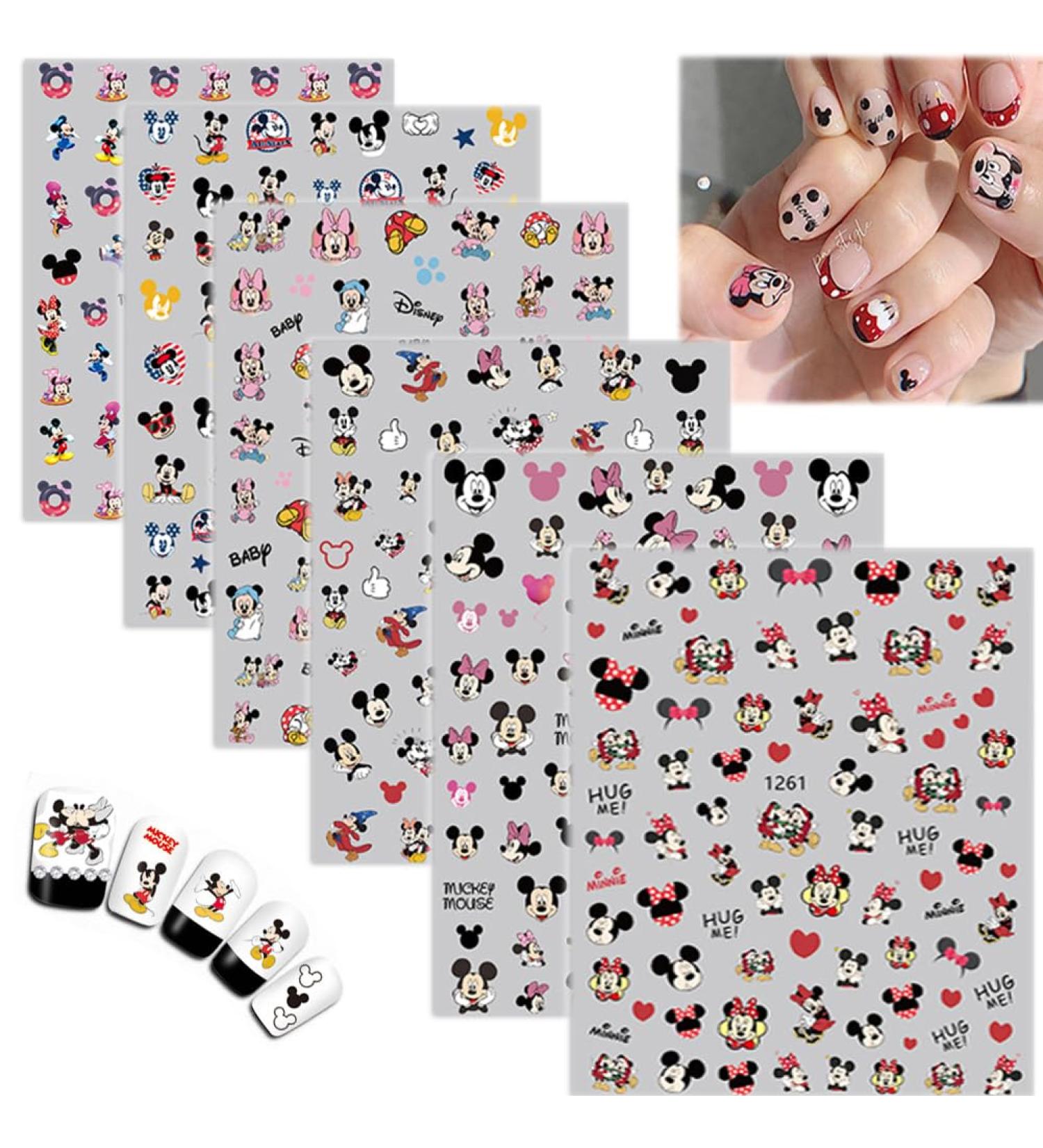 12 Sheets Cute Kawaii Cartoon Mouse Nail Art Stickers - 3D Self-Adhesive Nail Decals for Girls & Women | International Shipping - Buy Online on GoSupps.com