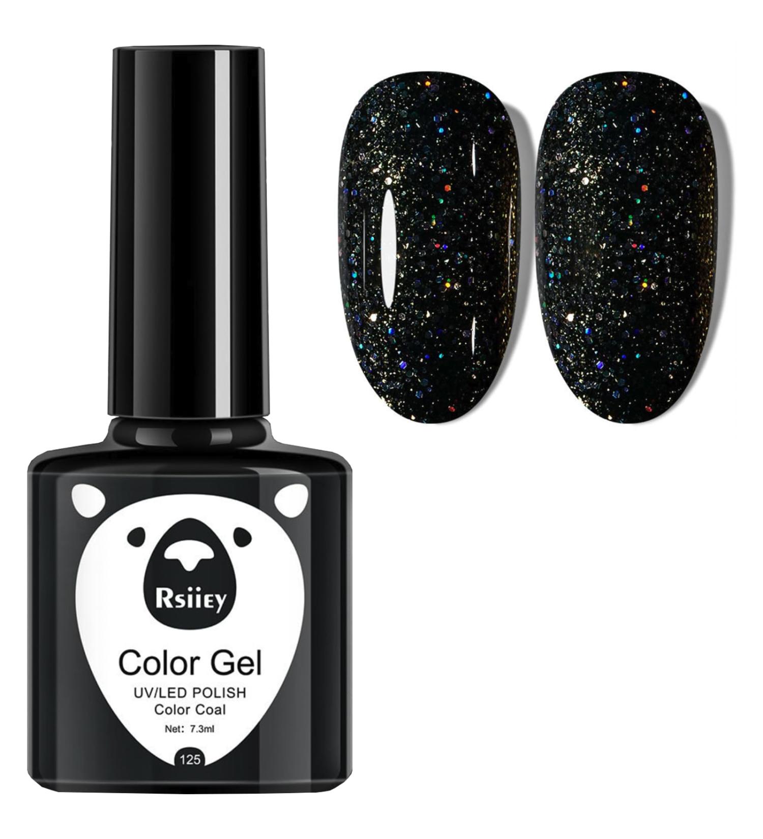 Black Glitter Gel Nail Polish Nail Varnish Soak off UV/LED Lamp French Manicure Nails Long Lasting Nail Art Manicure Salon DIY at Home - Buy Online on GoSupps.com