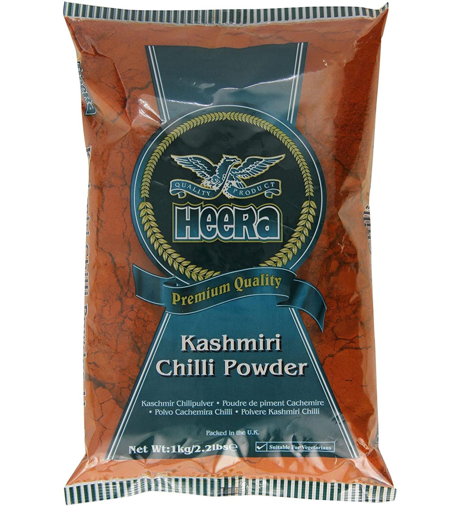 Heera Kashmiri Chilli Powder 1kg - Add Taste and Flavor to Meal - Indian Spice Powder in the Kitchen - Improves and Speeds Up the Cooking Process - Spice Powder Blend