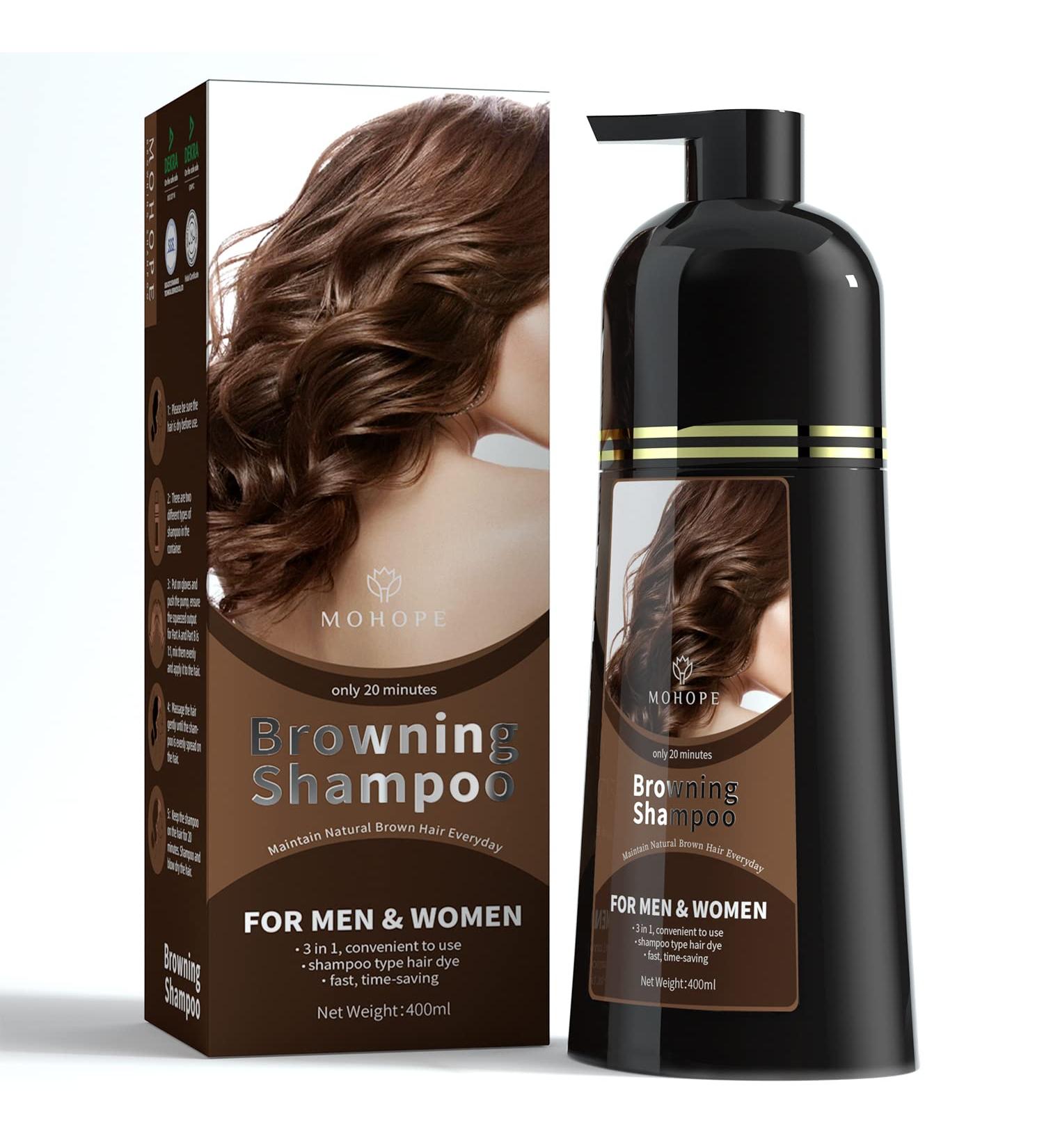 MOHOPE Reddish Browning Shampoo 14.1 Fl Oz (400ml) | 100% Grey Coverage 3 In 1 Hair Dye | Semi Permanent Lasts 30 Days | Natural, Ammonia-Free Formula | 20-Minute Application - Buy Online on GoSupps.com