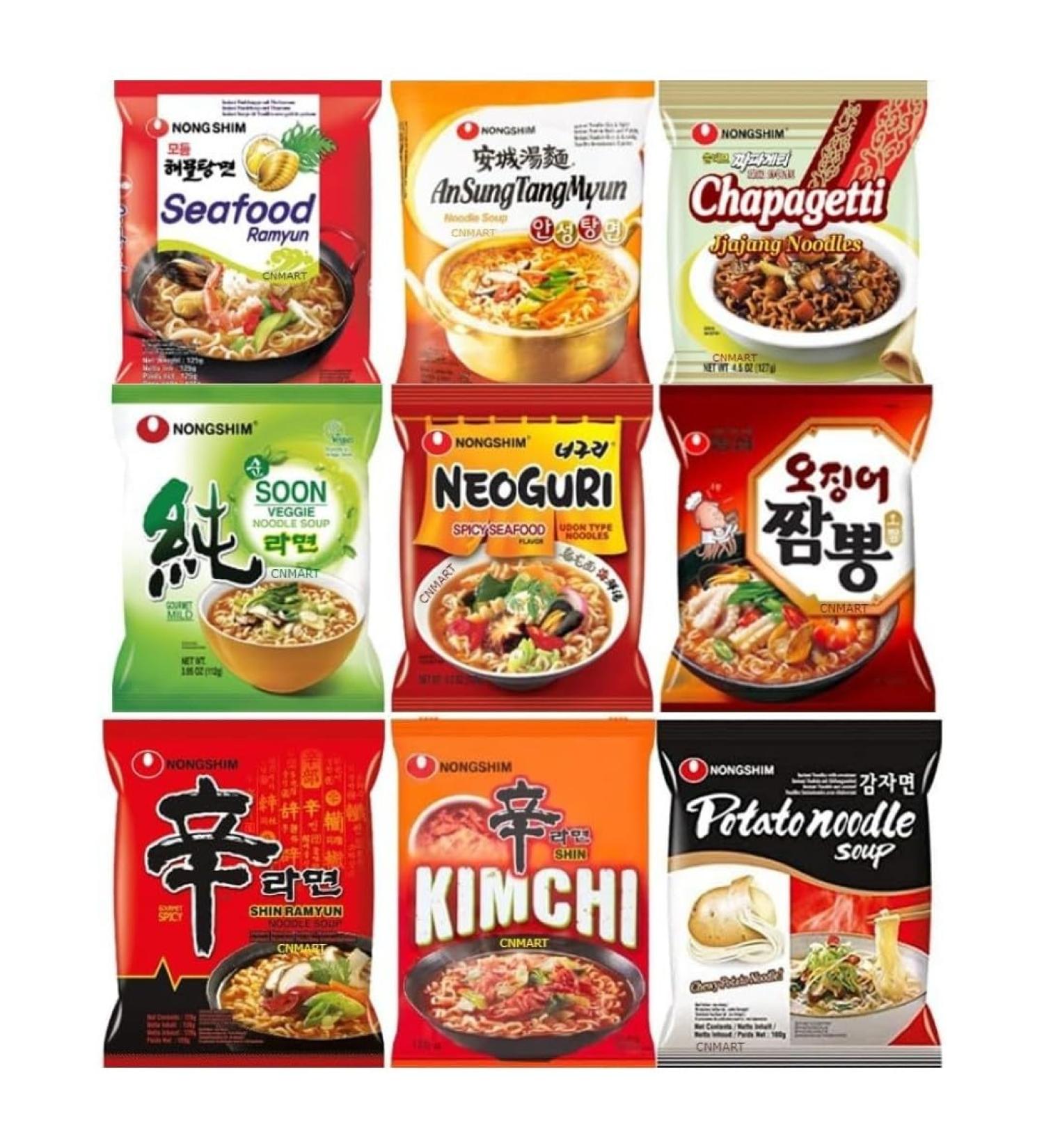 CNMART Nongshim Instant Noodle Soup Ramyun Ramen Assorted 5 Different Flavours (Pack of 40) - Buy Online on GoSupps.com
