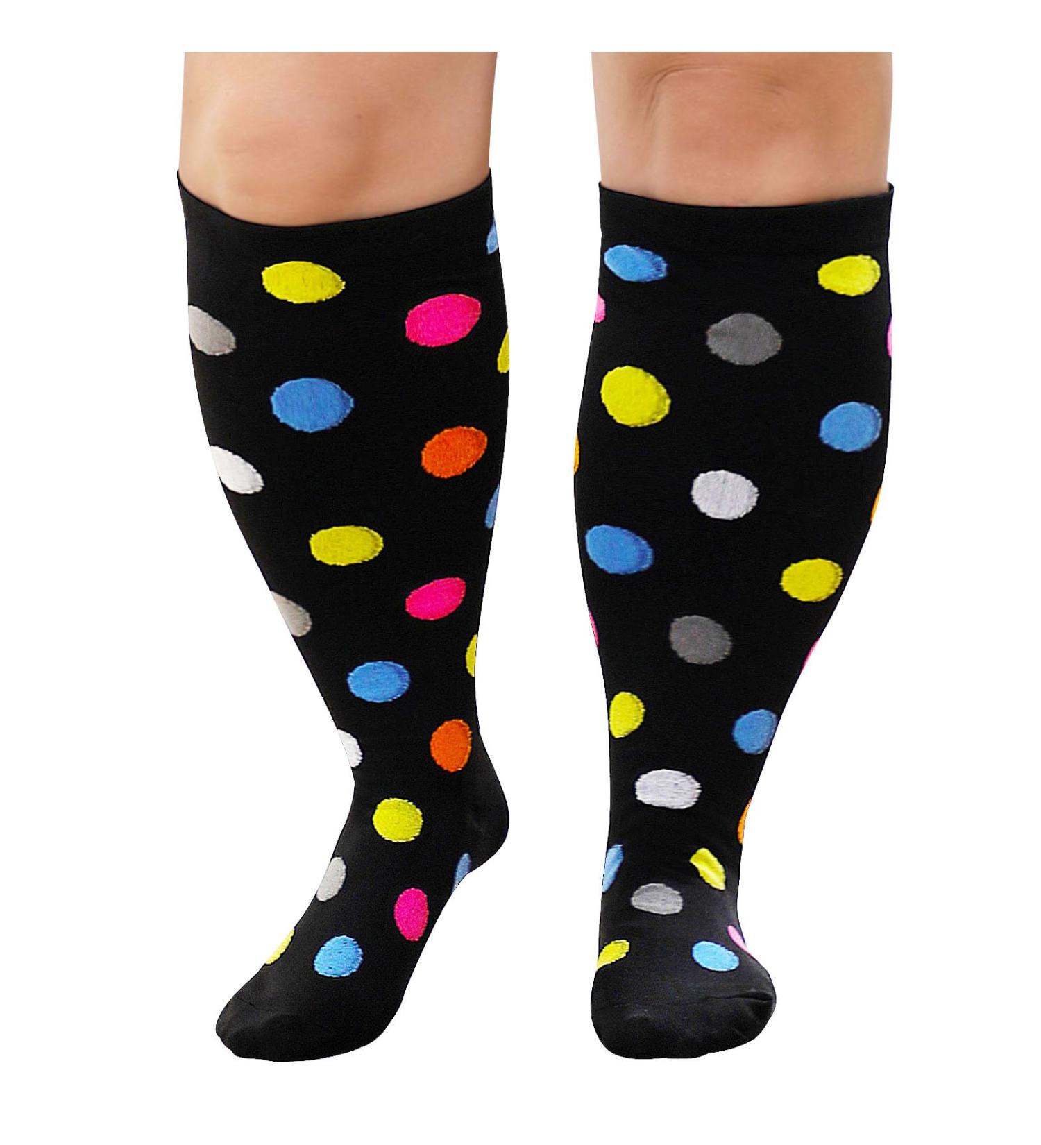 Plus Size Compression Sock For Men and Women: Graduated Compression Stockings for Support Flight Travel Running Pregnancy Sports Edema Nurses Athletic 20-30 mmHg 1Pairs Color Dots 7XL - Buy Online on GoSupps.com