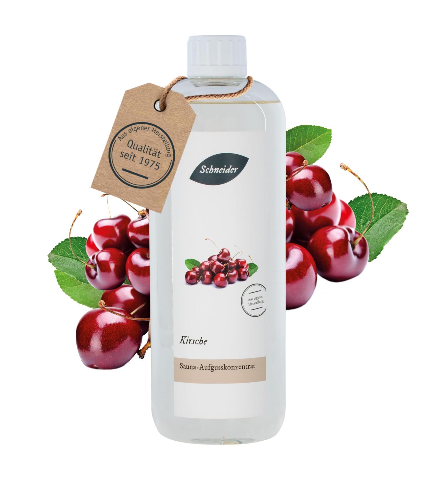 Saunabedarf Schneider Infusion Concentrate Cherry - Juicy-Sweet Sauna Essence 1000ml for Ultimate Relaxation - Buy Online on GoSupps.com