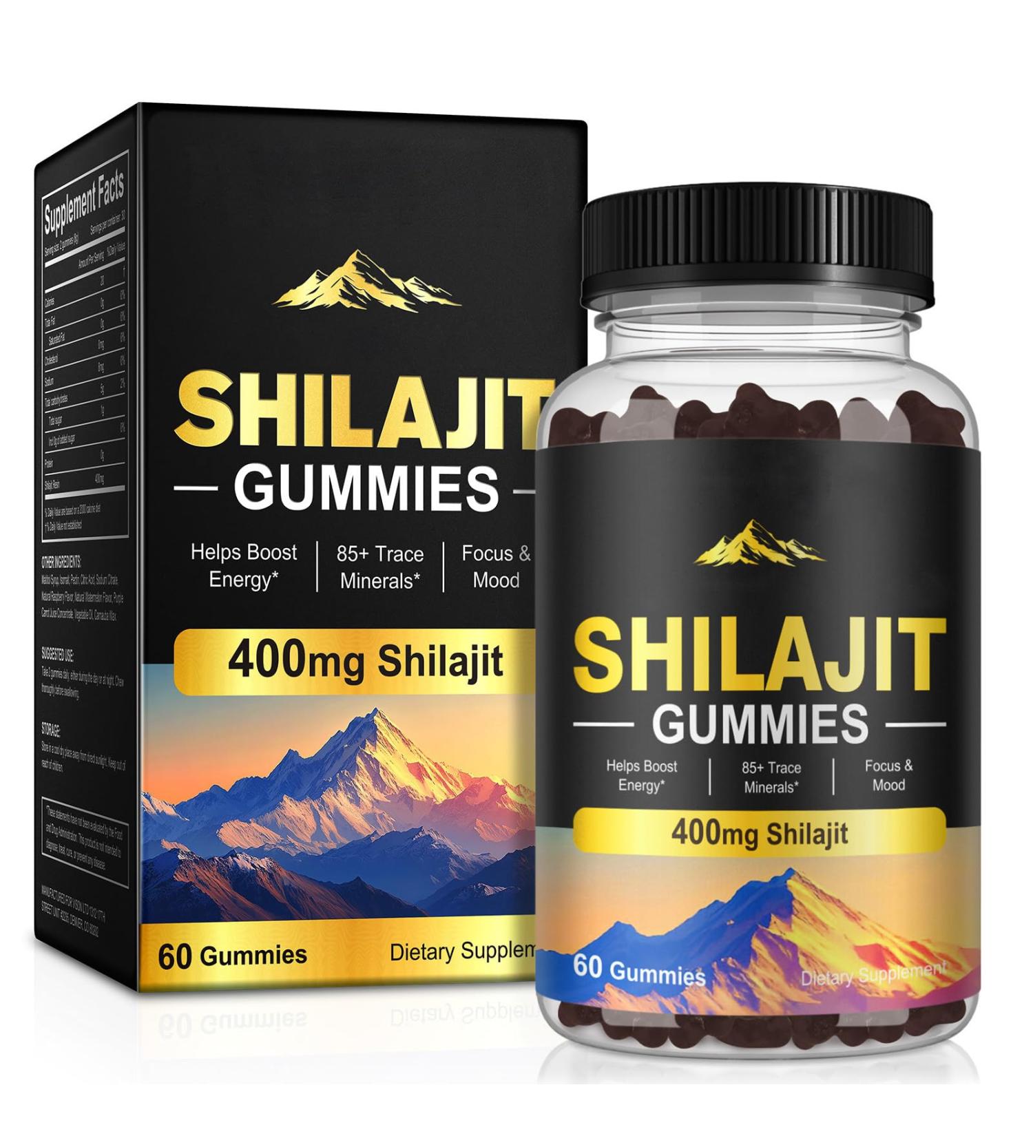 Organic Shilajit Resin Liquid Gold Supplement 2 Fl Oz Shilajit Resin Drops with 85+ Trace Minerals for Men & Women Supports Energy Immunity & Overall Wellness