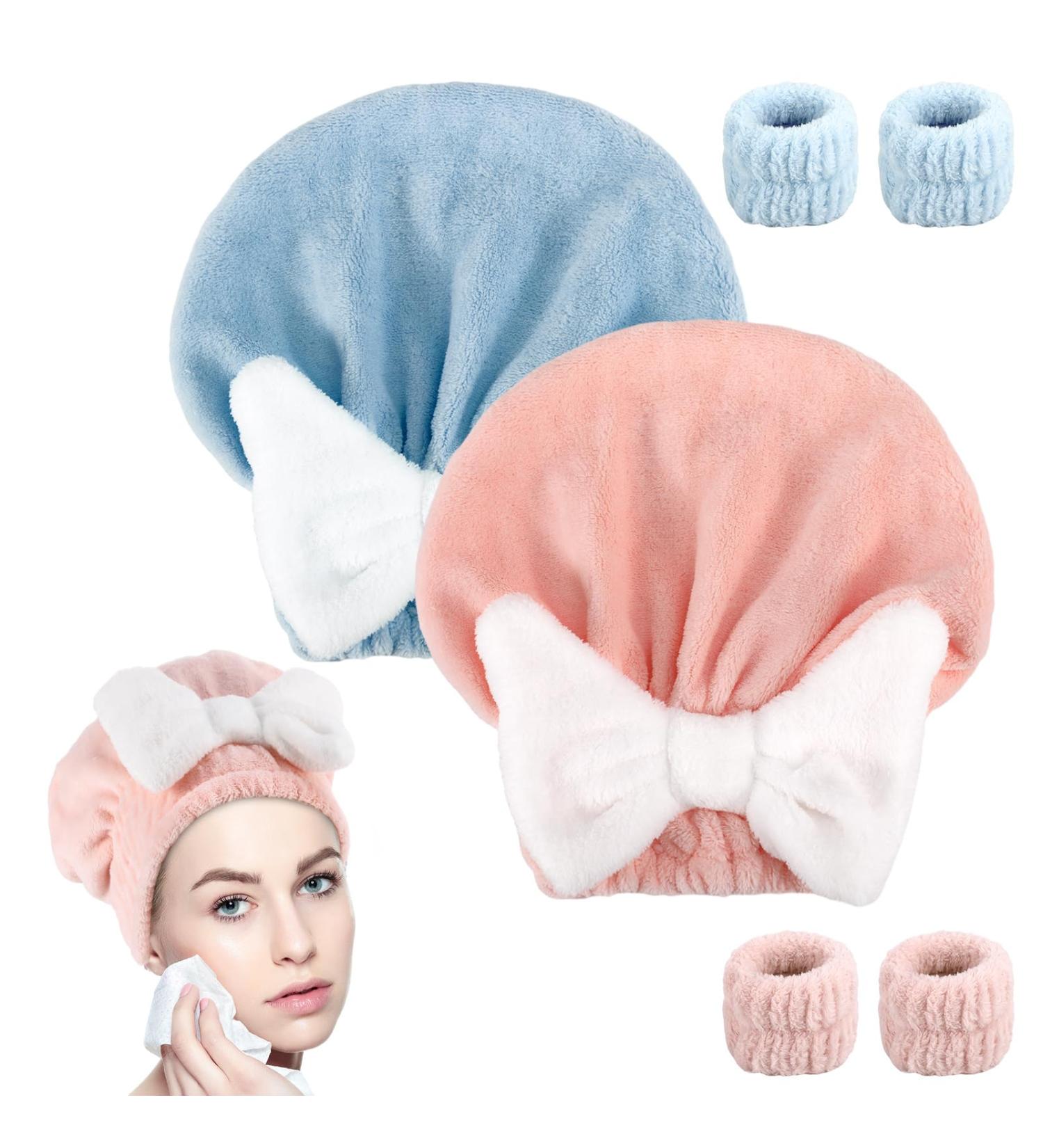 Yamitora Hair Turban | 2-Pack Microfiber Hair Dryer Towels & 4 Wrist Washbear | Quick-Drying for All Hair Types - Perfect for Long & Curly Hair - Buy Online on GoSupps.com
