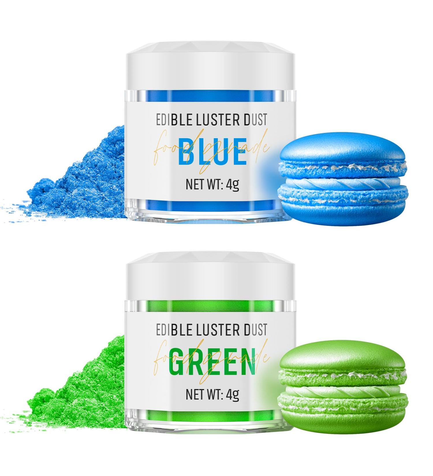 Edible Glitter Set - Blue & Green Glitter Powder for Drinks Cocktails Cakes | Tasteless 2x4g Dessert Decoration - Buy Online on GoSupps.com