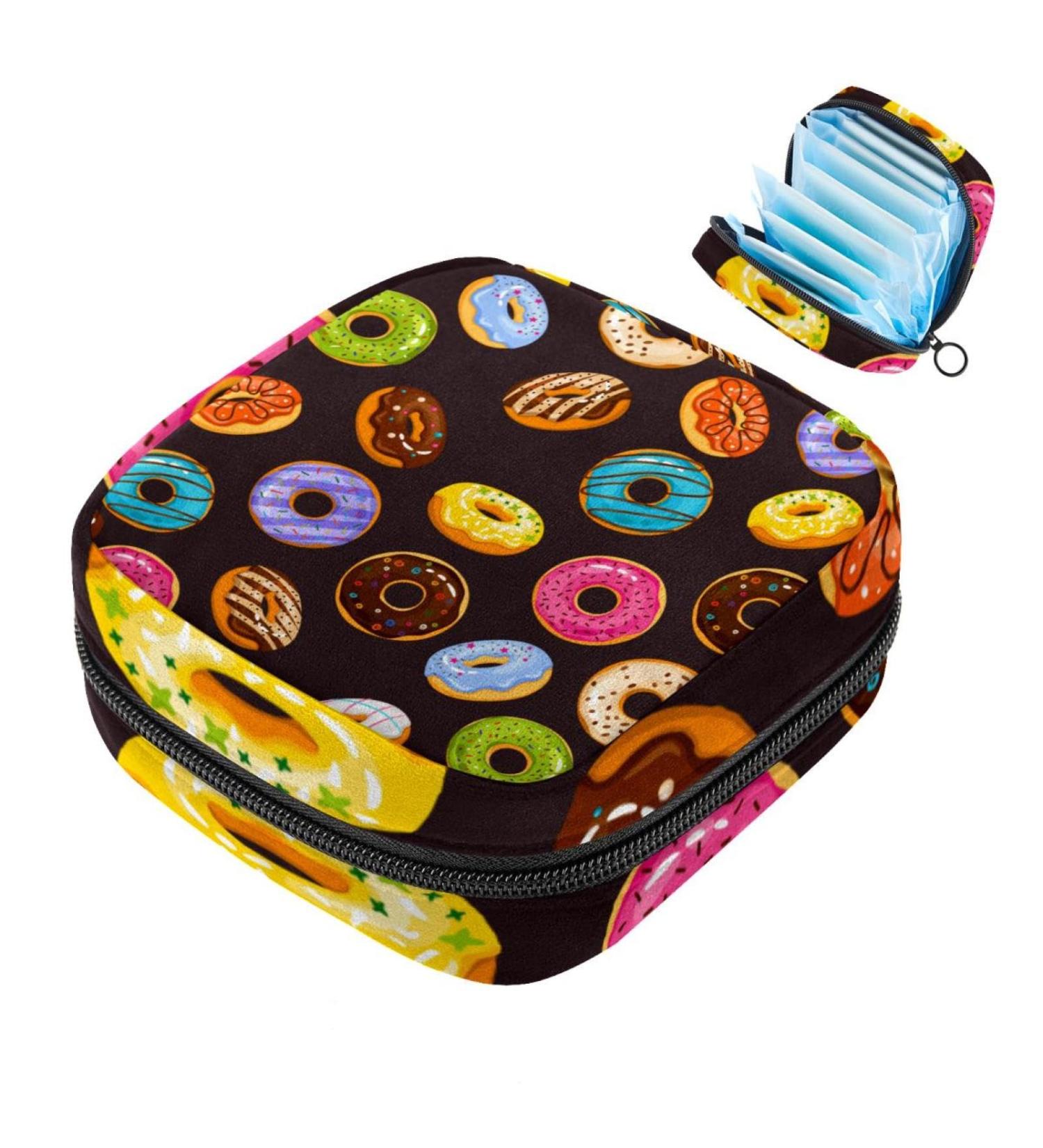 Delicious Women s Binding Pocket with Donut Chocolate Pattern | Large Menstrual Cup Zipper Bag | Period Inserts & Tampons for Girls & Women | Multicolored 04 - Buy Online on GoSupps.com
