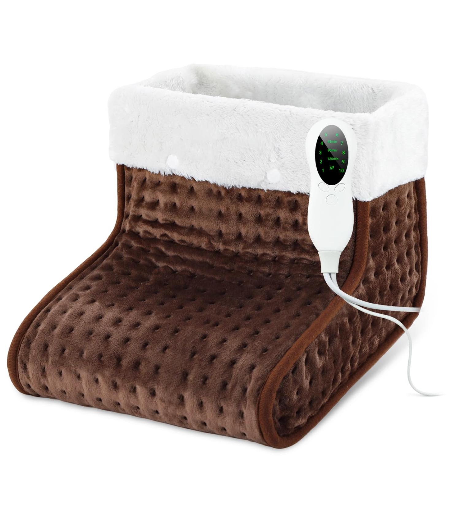 Bute Foot Warmers - Fast Heating Electric Foot Warmers with Washable Lining | 10 Adjustable Temp Levels | Intelligent Timer | Dark Brown - Buy Online on GoSupps.com