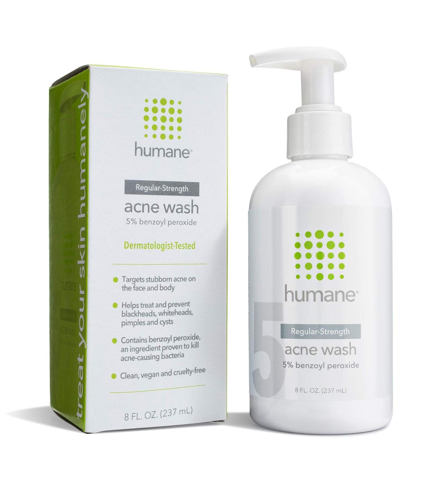 Regular-Strength Acne Wash with 5% Benzoyl Peroxide - 8 Fl Oz | For Face, Skin, Body | Dermatologist-Tested Non-Foaming Cleanser | Vegan & Cruelty-Free - Buy Online on GoSupps.com