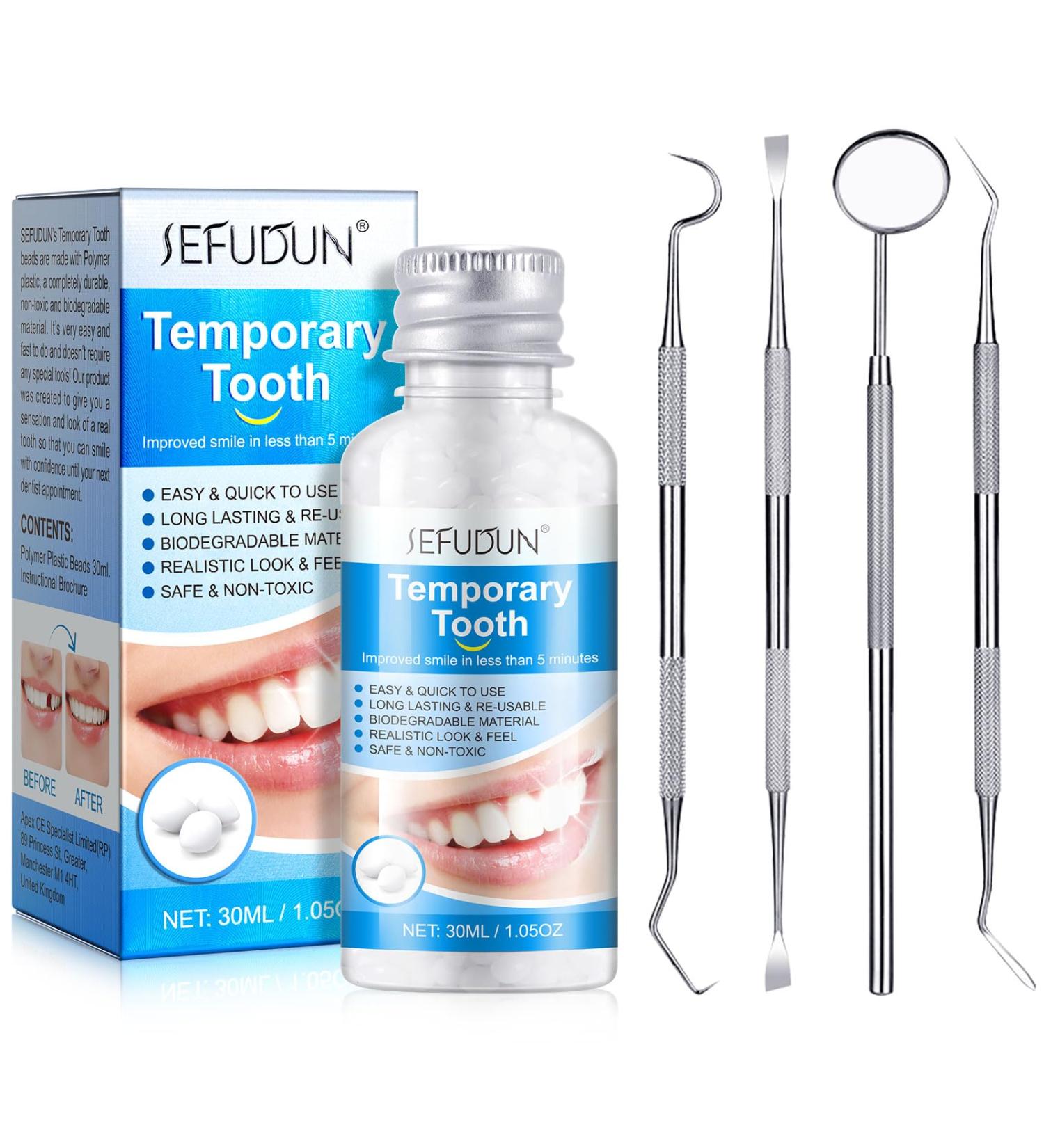 Provisional Dentures & Dental Adhesive Set - 4 Piece Temporary Repair Kit for Broken Teeth & Denture Fillings | International Shipping - Buy Online on GoSupps.com