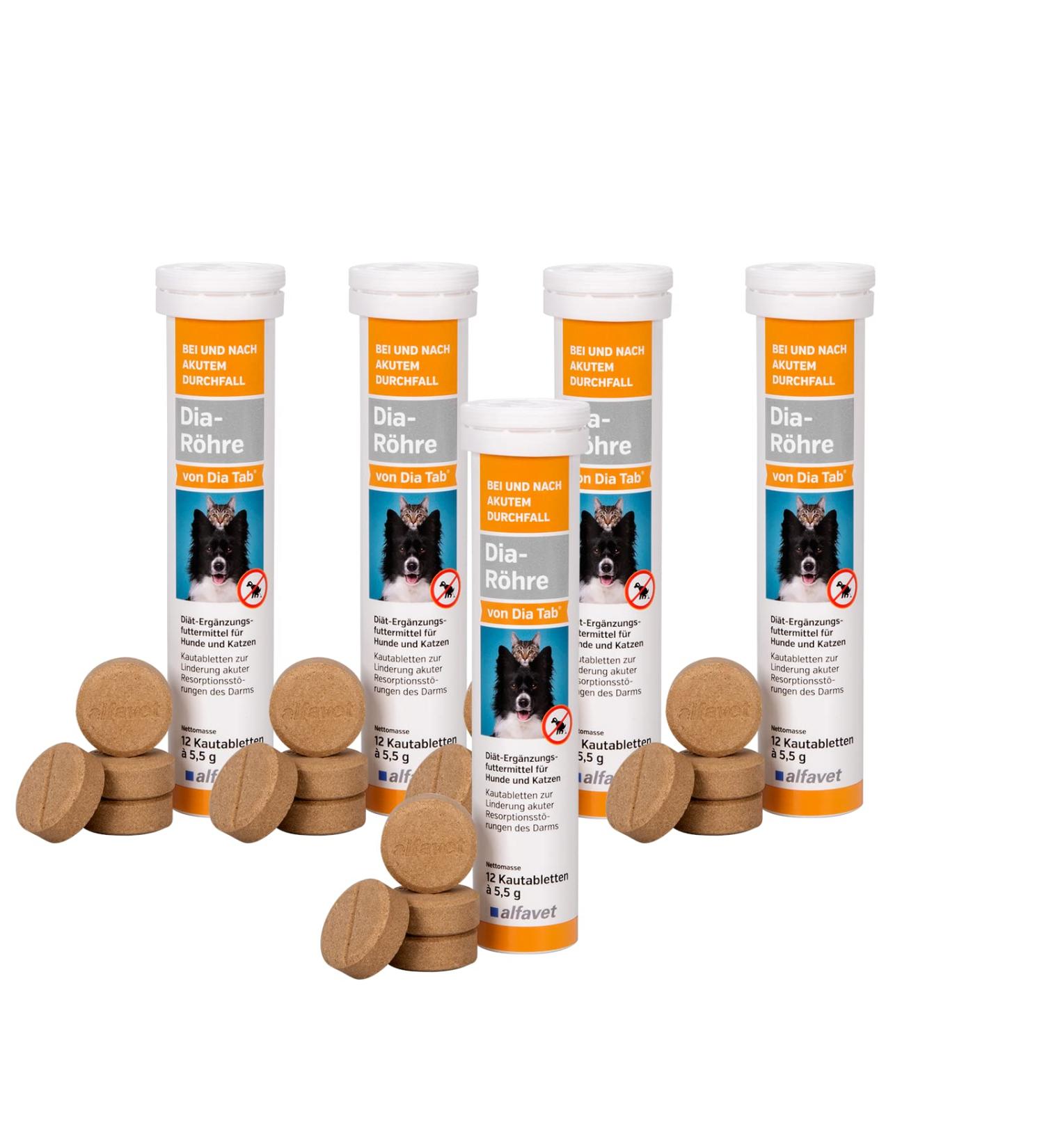 Alfavet Dia Tube - 5 Pack | Supplementary Feed for Dogs & Cats | Aids Diarrhea Relief | 5 x 12 x 5.5g - Buy Online on GoSupps.com