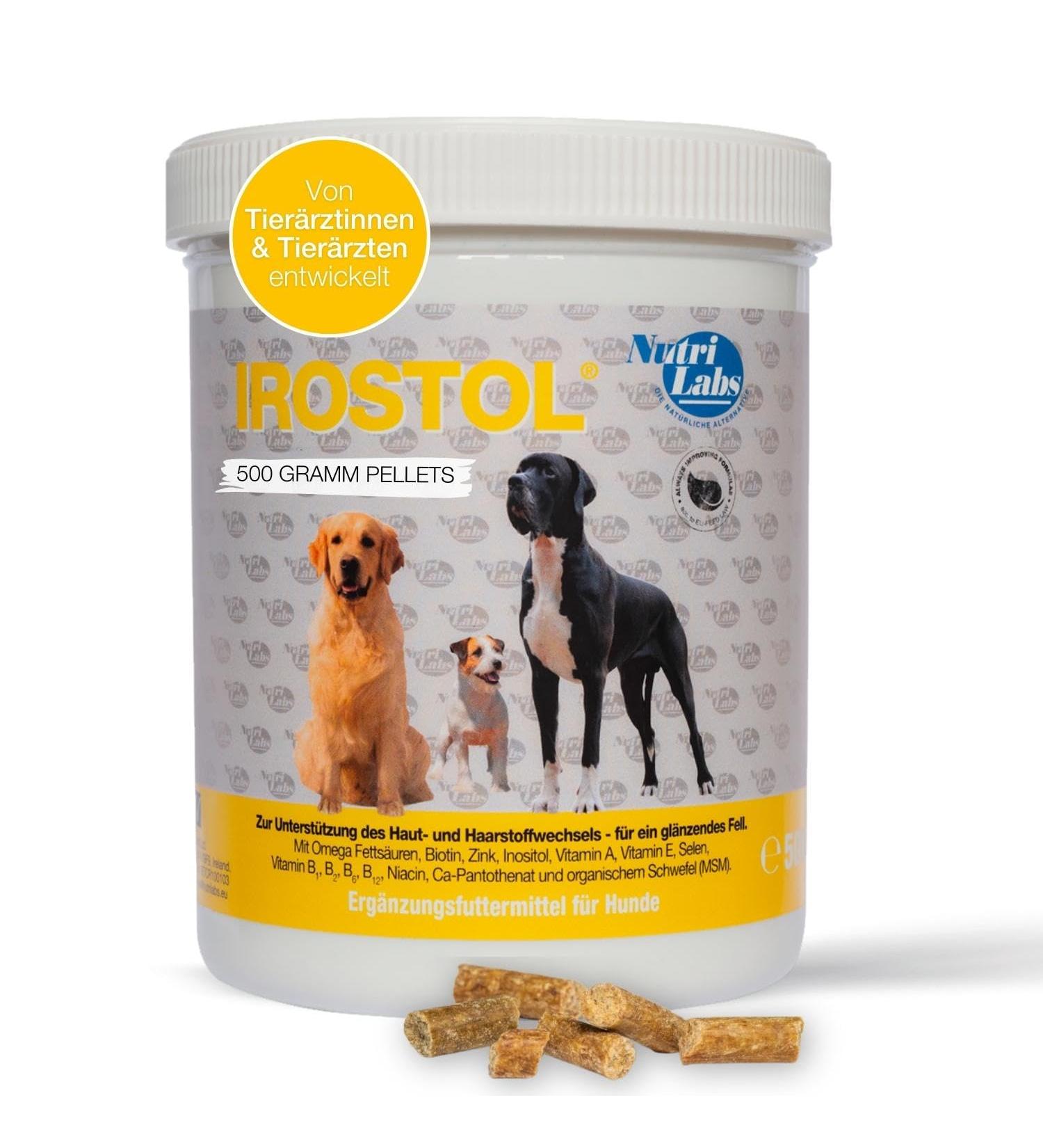 Nutrilabs IROSTOL Pellets for Dogs - 500g Dietary Supplements with MSM Biotin & Omega Fatty Acids | Essential Vitamins & Minerals for Dog Health - Buy Online on GoSupps.com