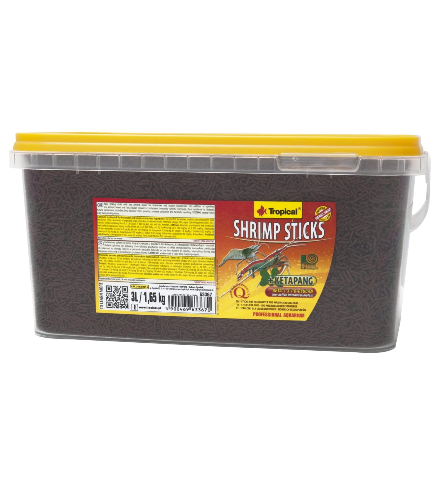 Tropical Shrimp Sticks 3L / 1.65kg - Sticks for freshwater and saltwater crustaceans