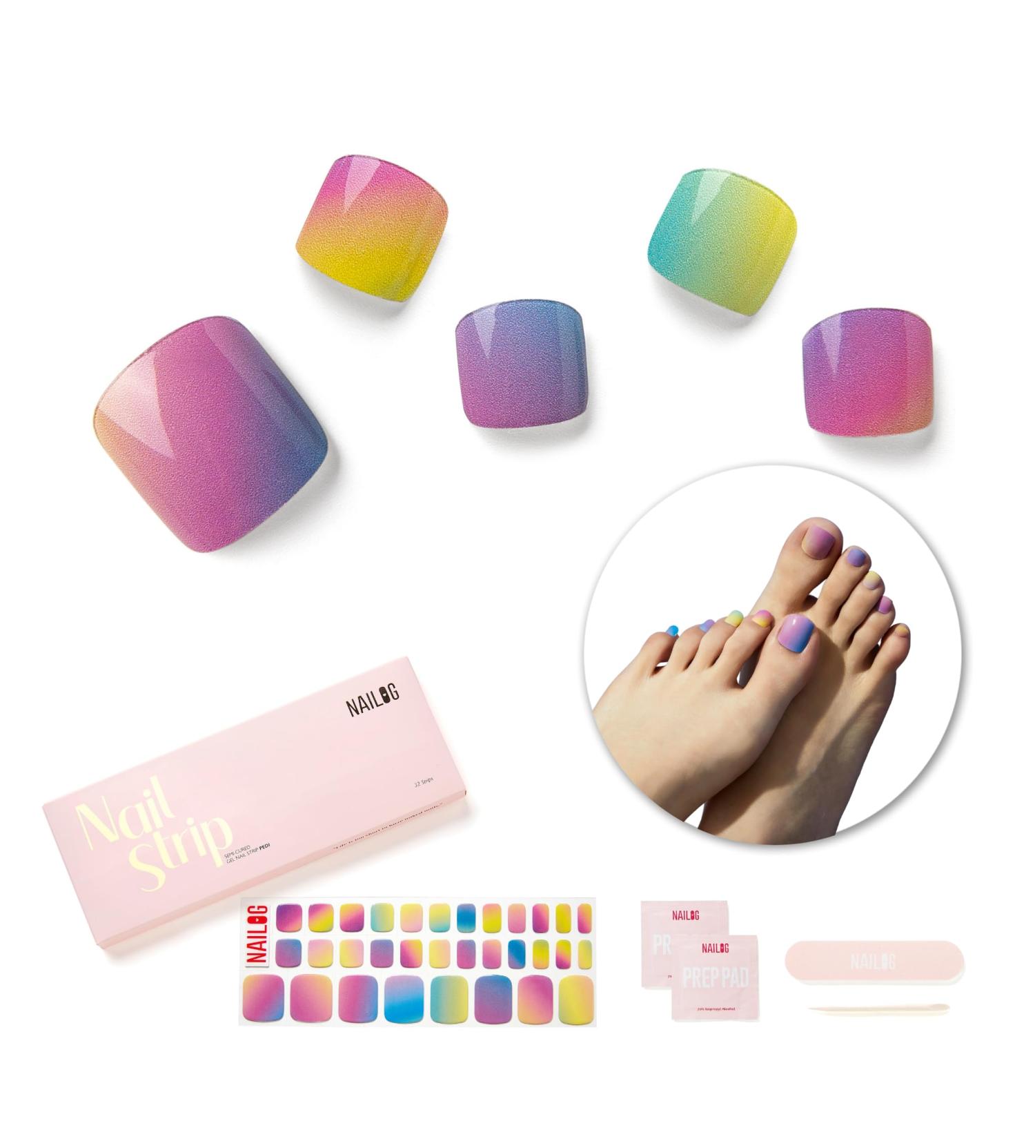 Nail Foil for Toenails - Self-Adhesive Gel Nail Films UV Hardening 32 Rainbow Wraps - Perfect Gifts for Women & Girls - Buy Online on GoSupps.com