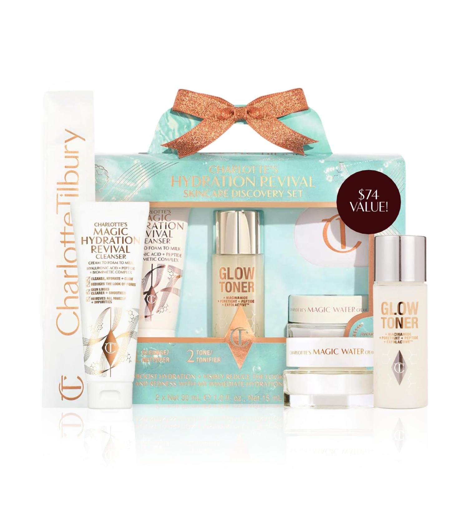 Charlotte Tilbury Hydration Revival Skincare Discovery Set - Travel Size Skincare Kit with Magic Hydration Revival Cleanser Glow Toner and Magic Water Cream - Buy Online on GoSupps.com
