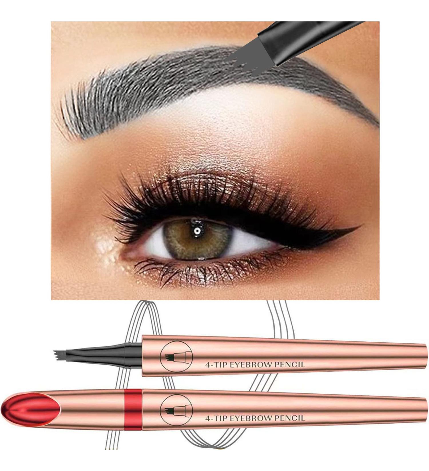 Gray Black Eyebrow Pencil Micro-Fork Tip Brow Pen - Waterproof & Long-Lasting - Buy Online on GoSupps.com