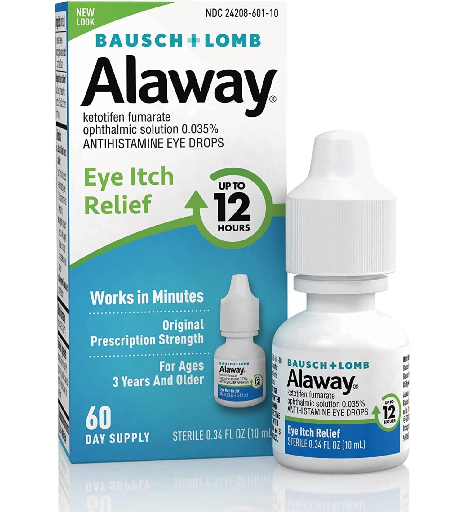 Bausch & Lomb Alaway Eye Itch Relief Antihistamine Eye Drops 0.34 oz. (Quantity of 3)