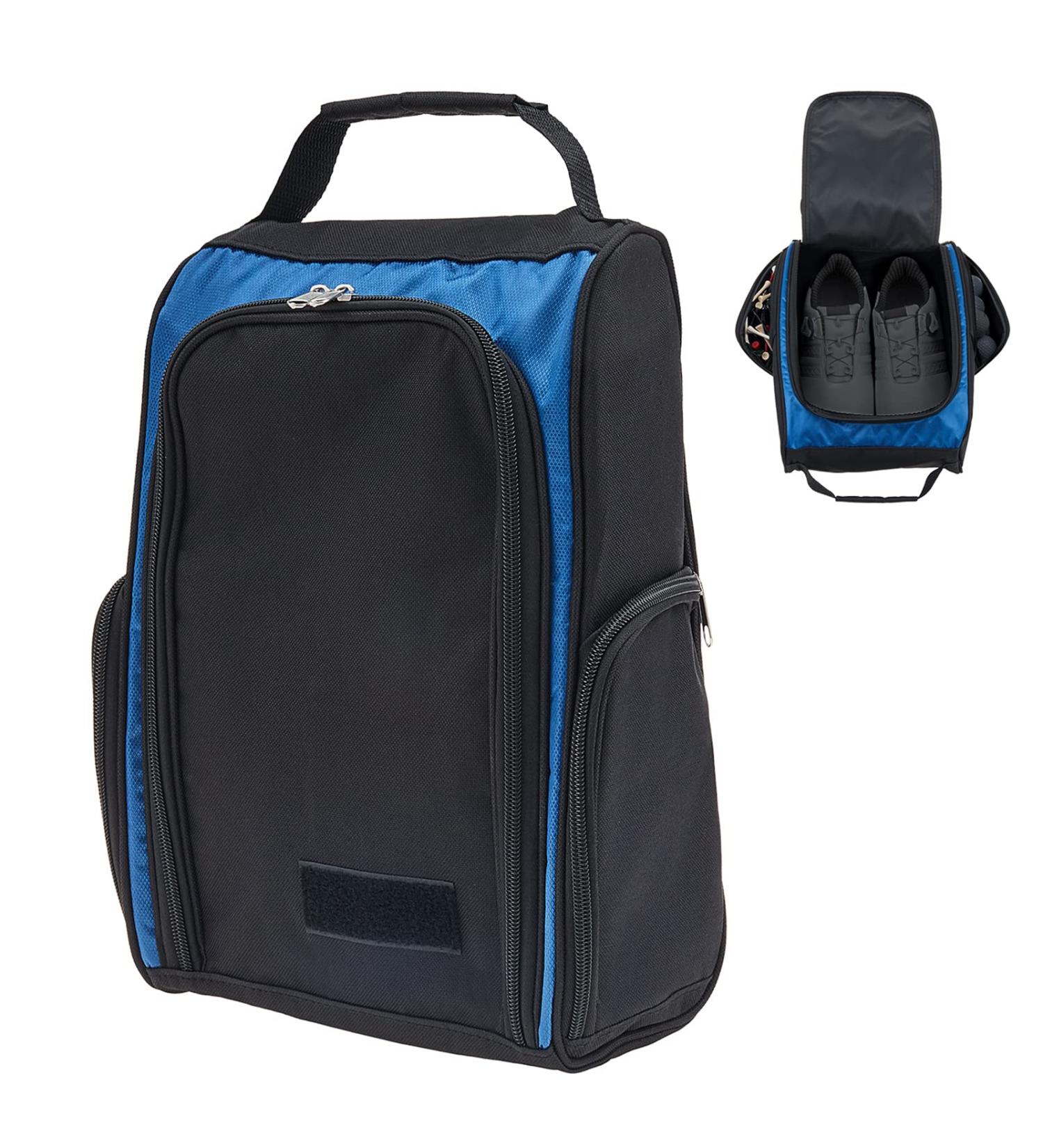 BestFire Golf Shoe Bag - Zippered Design Shoe Carrier Bag for Men and Women with Large Storage Space and 2 Side Pockets - Ideal for Golf, Basketball, Baseball, Tennis - Blue Color - Buy Online on GoSupps.com