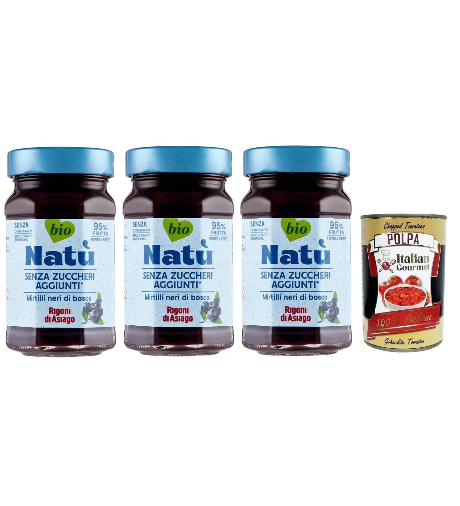  Italian Gourmet E.R. Rigoni di Asiago Nat Mirtilli Neri di Bosco Lot de 3 pr parations de myrtilles bio sans sucre ajout 240 g + Polpa di Pomodoro Italian Gourmet Polpa di Pomodoro Bo te de 400 g - Buy Online on GoSupps.com