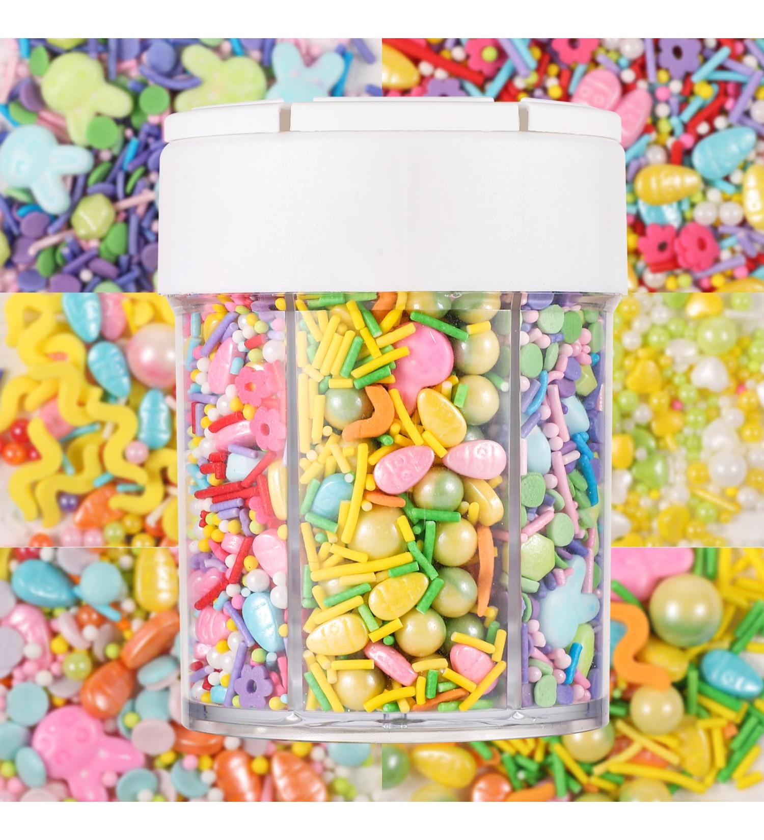 Easter Sugar Sprinkles 6-in-1 Easter Bunny Carrot Egg Candy Sprinkles Edible Pastel Sprinkle Mix Baking Cake Decorations for Easter Party Wedding Anniversary Cake Dessert Decor - Buy Online on GoSupps.com