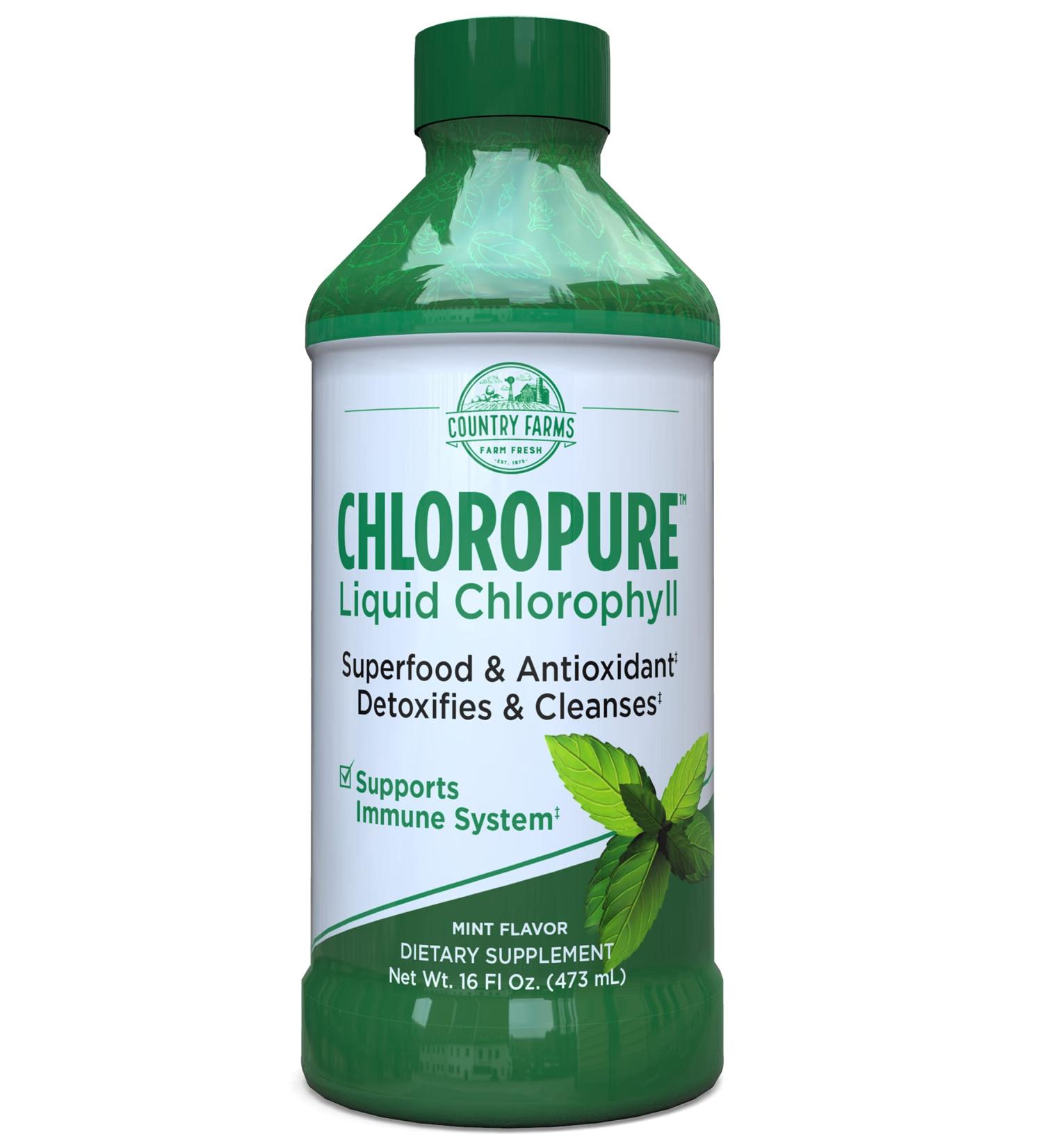 Country Farms Chloropure Liquid Chlorophyll Mint - 16 fl oz | Refreshing Green Wellness Boost - Buy Online on GoSupps.com