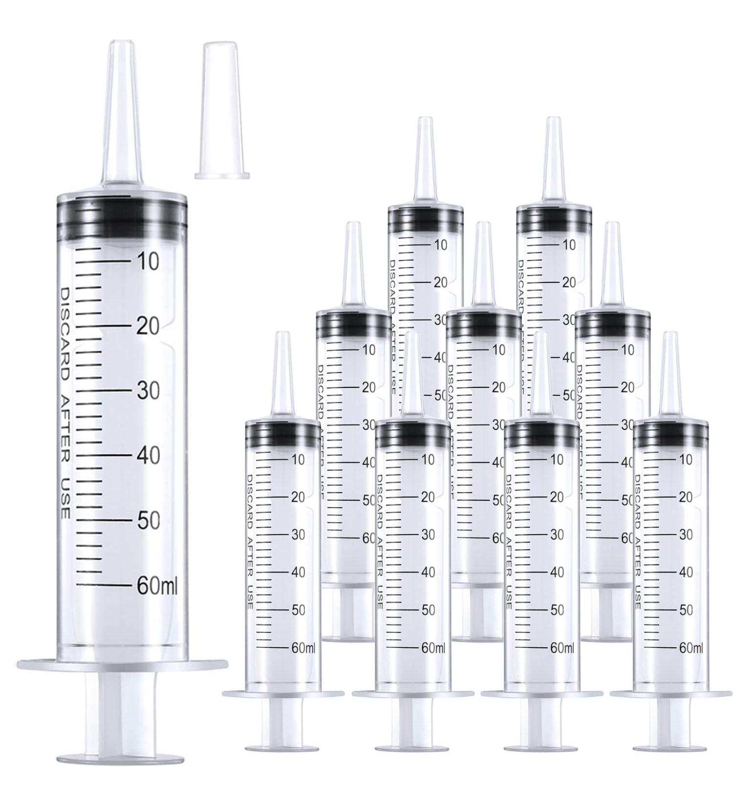 LabAider Plastic Syringe Large Syringes Tools Catheter Tip individually sealed with Measurement for Scientific Labs - 60 ml - Pack Of 10 - Buy Online on GoSupps.com