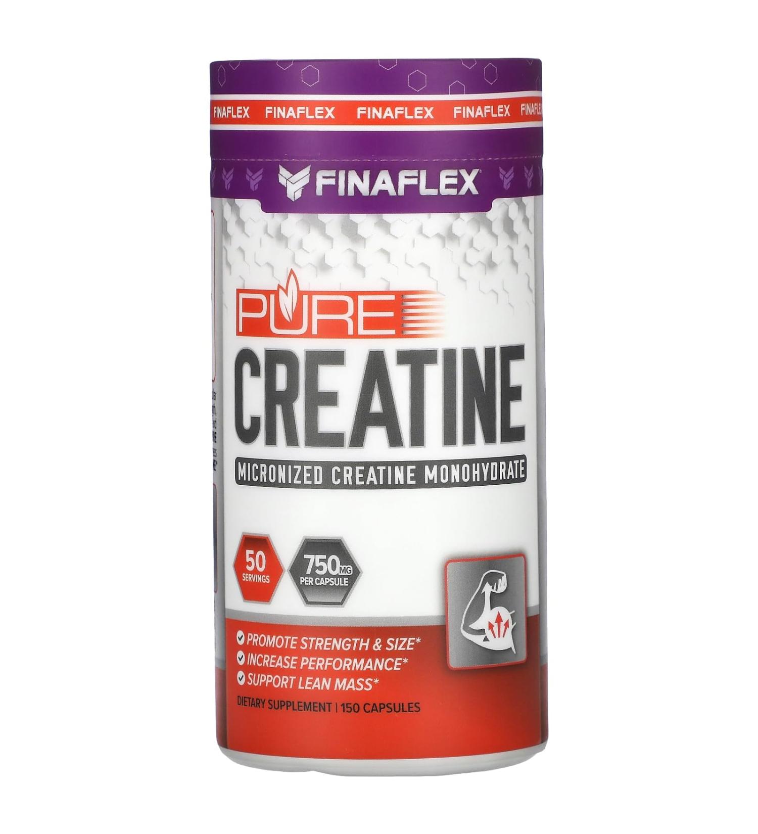 FINAFLEX Pure CREATINE - 150 Capsules - Promotes Muscular Strength Size & Performance - 100% Pure Micronized Creatine Monohydrate - 50 Servings