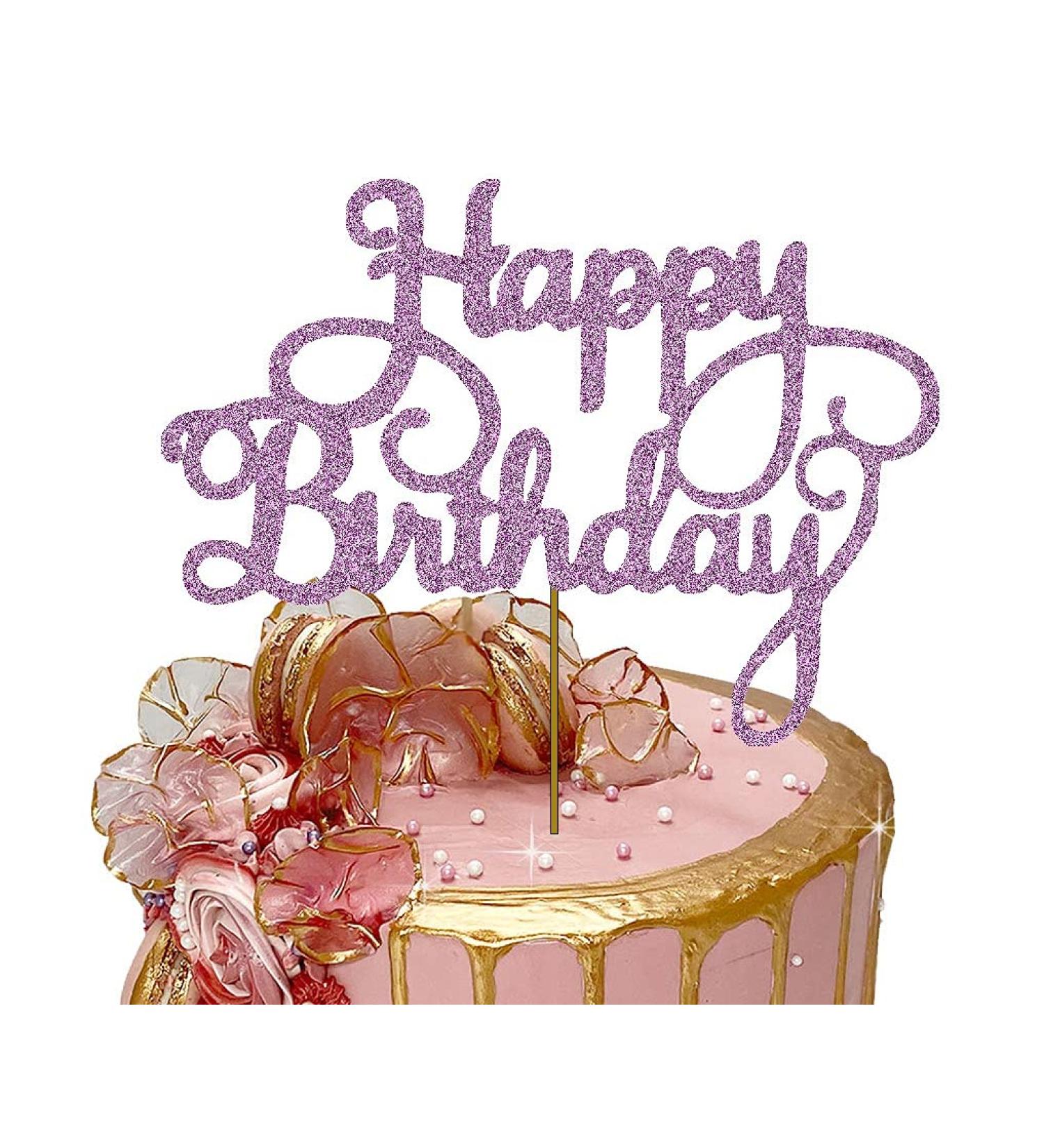 Happy Birthday Cake Topper Glitter Cardstock - (Happy Birthday Baby Pink)