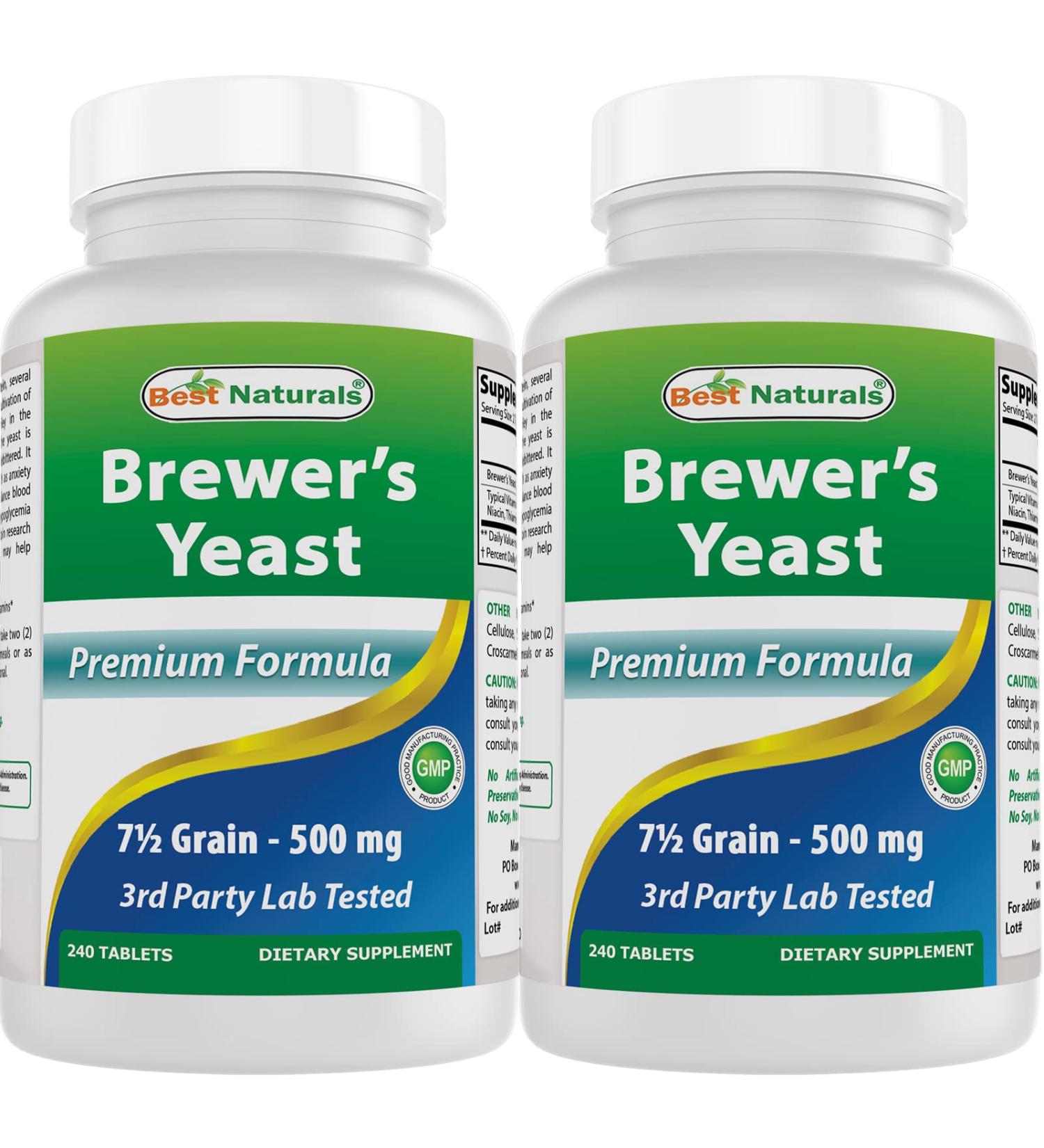 Best Naturals Brewers Yeast 1000mg with Vitamin B1 & B2 - 240 Tablets (Pack of 2) - Buy Online on GoSupps.com