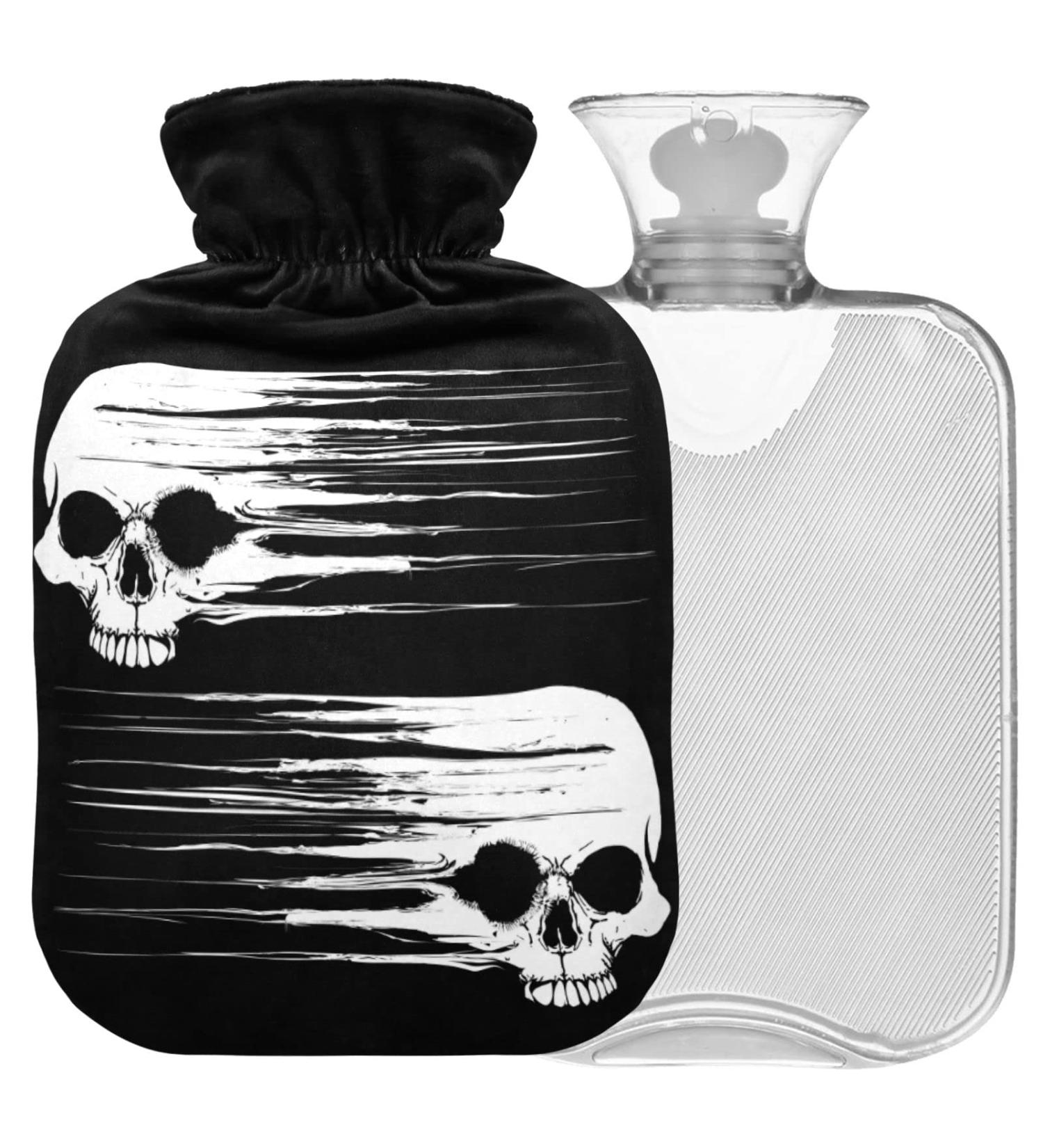 NAANLE Retro Skull Hot Water Bottle - Transparent Hand & Foot Heating Bag for Pain Relief | 1L Heat & Cold Therapy - Buy Online on GoSupps.com